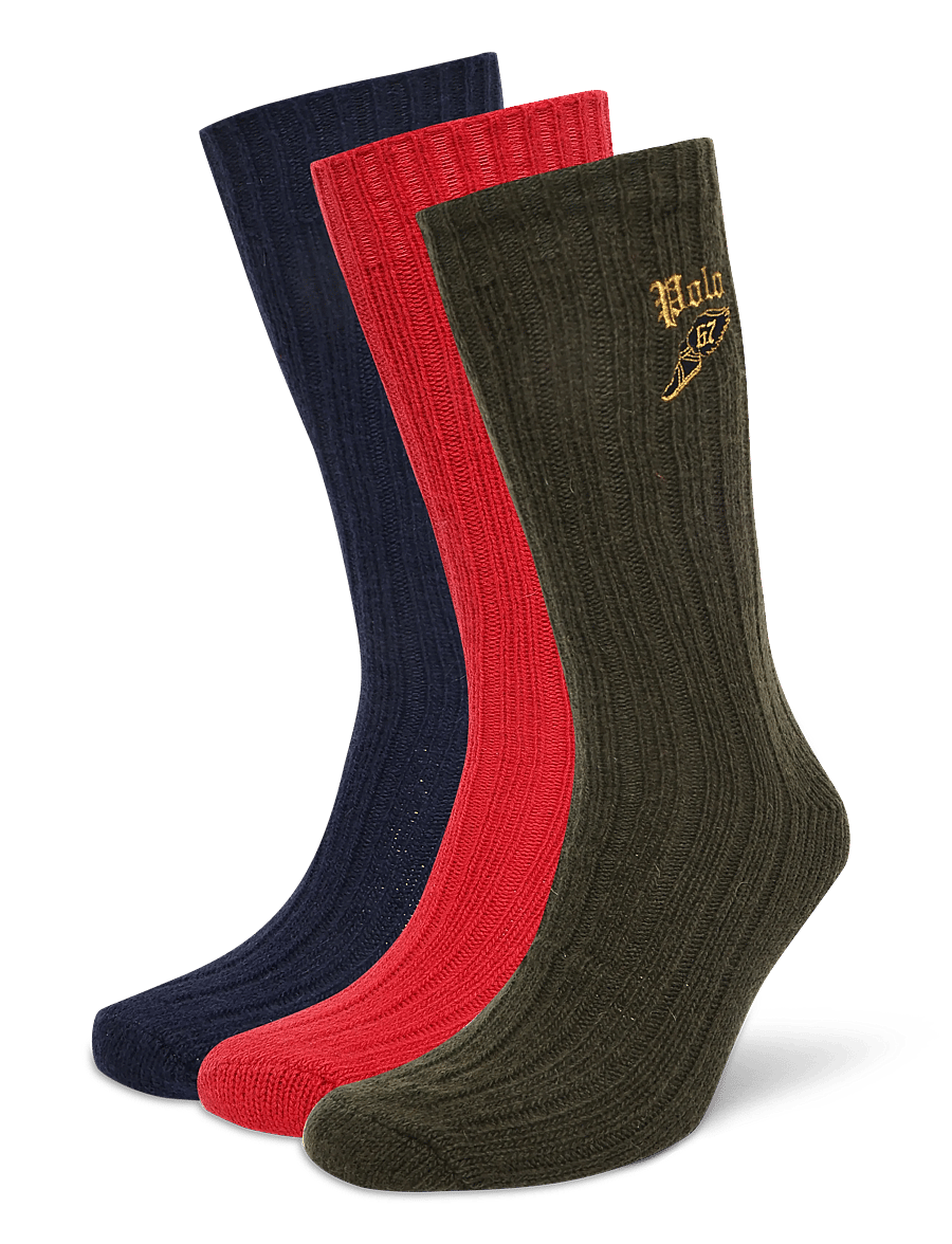 Polo Ralph Lauren - LAMBSWOOL BLEND-3P LWL RCG-CRW-3PK - tennissocken - navy red - 0