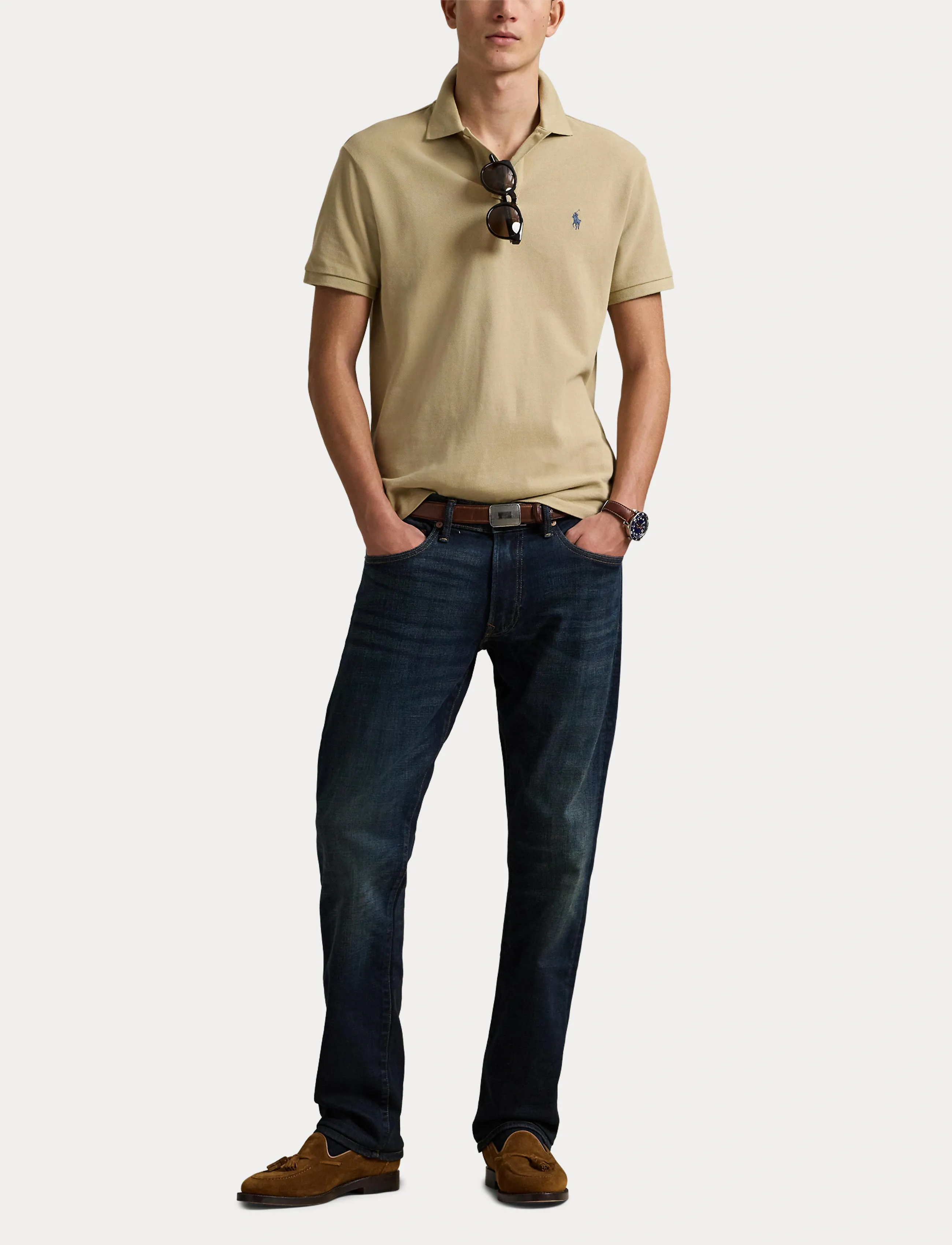 Polo Ralph Lauren - Slim Fit Mesh Polo Shirt - kortærmede poloer - coastal beige/c79 - 4