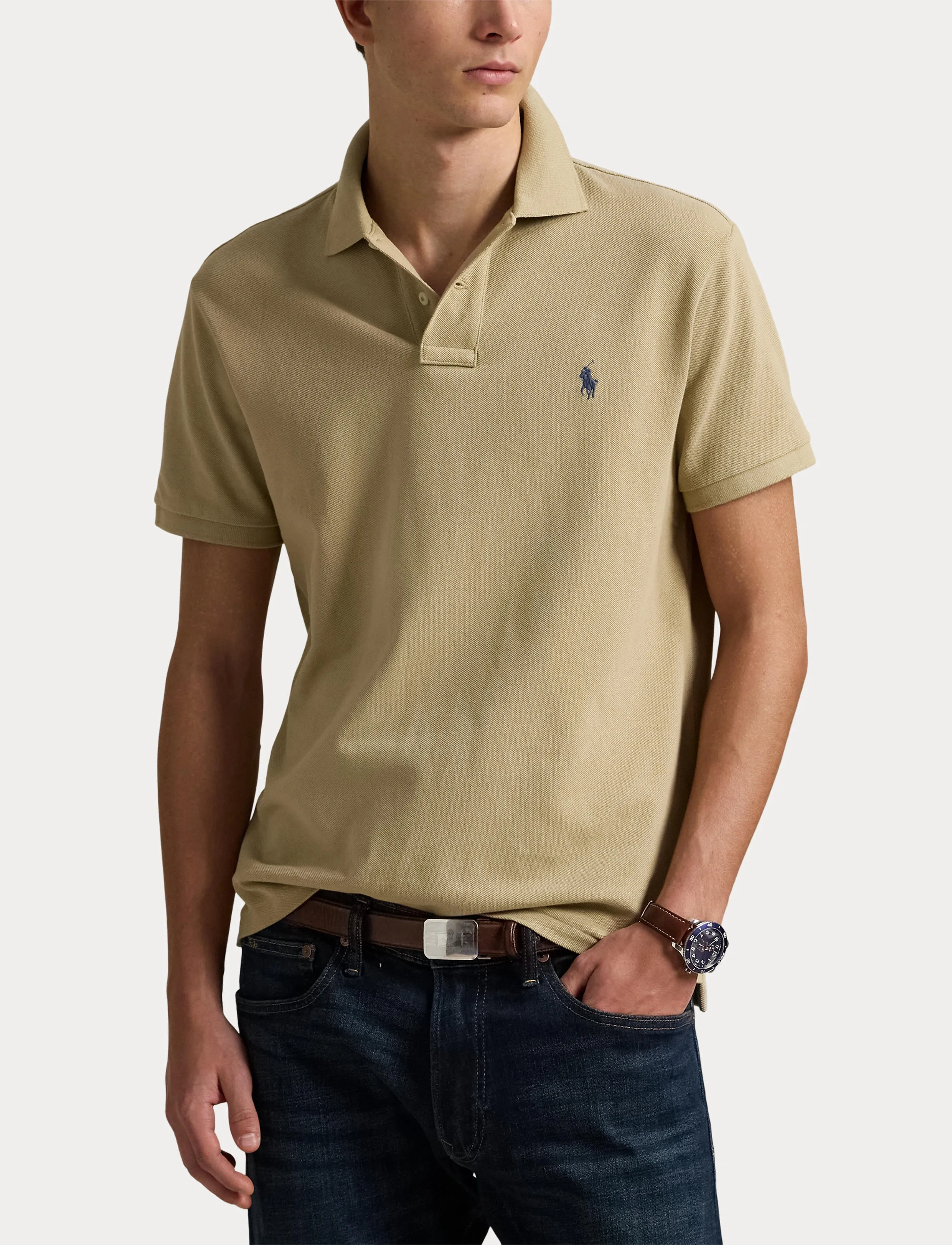 Polo Ralph Lauren - Slim Fit Mesh Polo Shirt - kortærmede poloer - coastal beige/c79 - 5