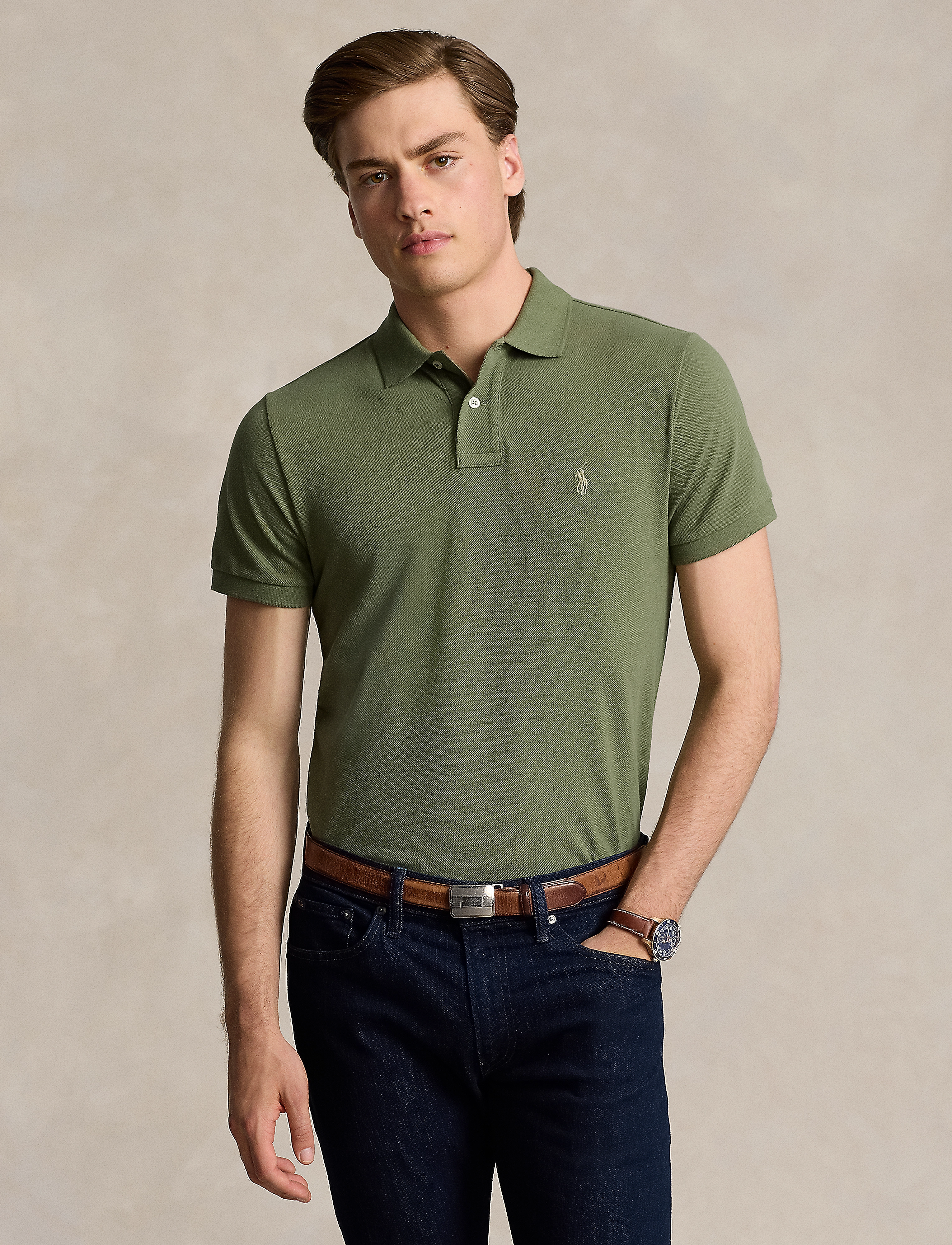 Polo Ralph Lauren Slim Fit Mesh Polo Shirt - Poloshirts - GARDEN TRAIL/C866 / green