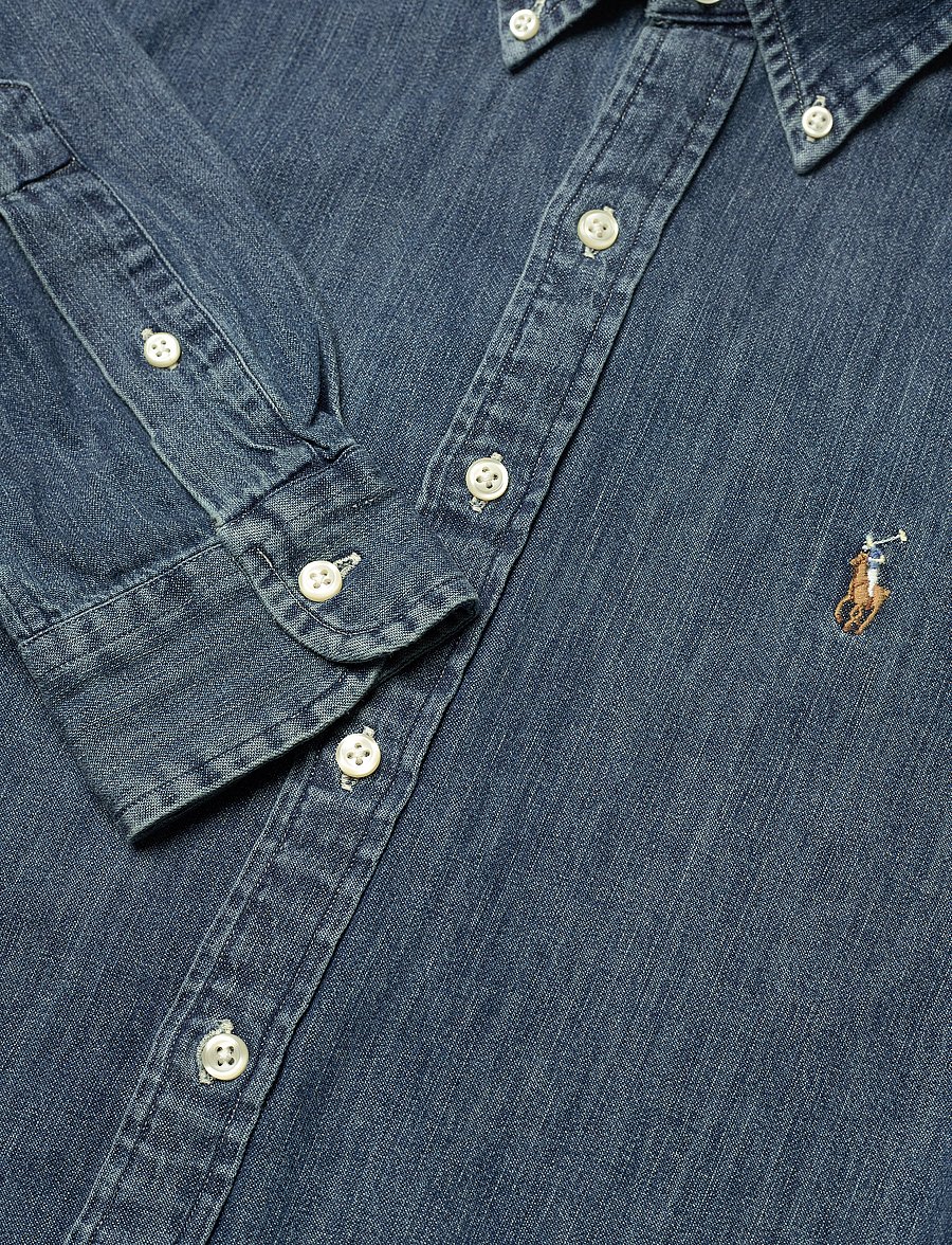Polo Ralph Lauren - Slim Fit Oxford Shirt - denimowe koszulki - denim - 3