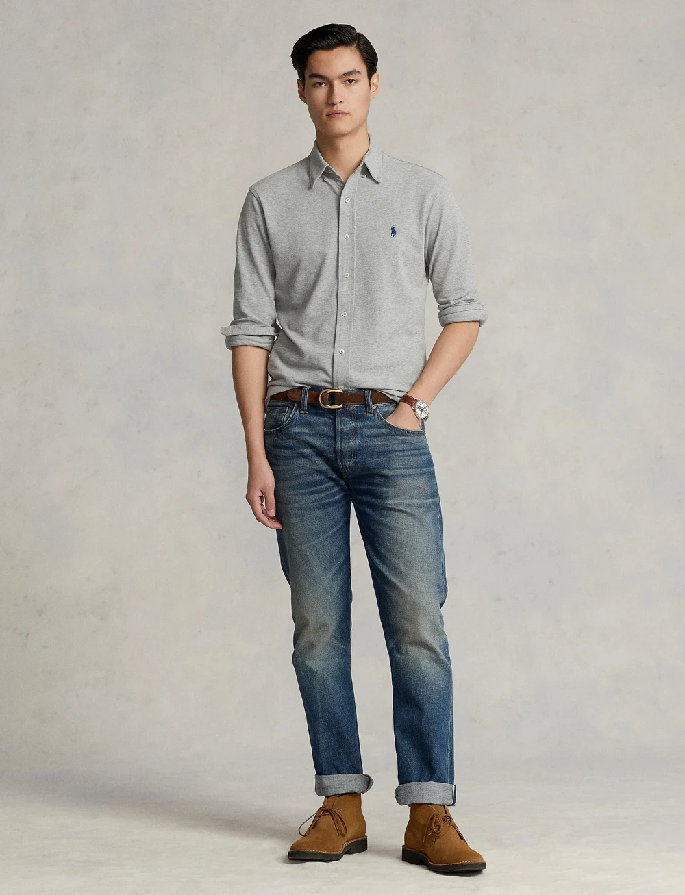 Polo Ralph Lauren - Featherweight Mesh Shirt - basic shirts - andover heather - 0