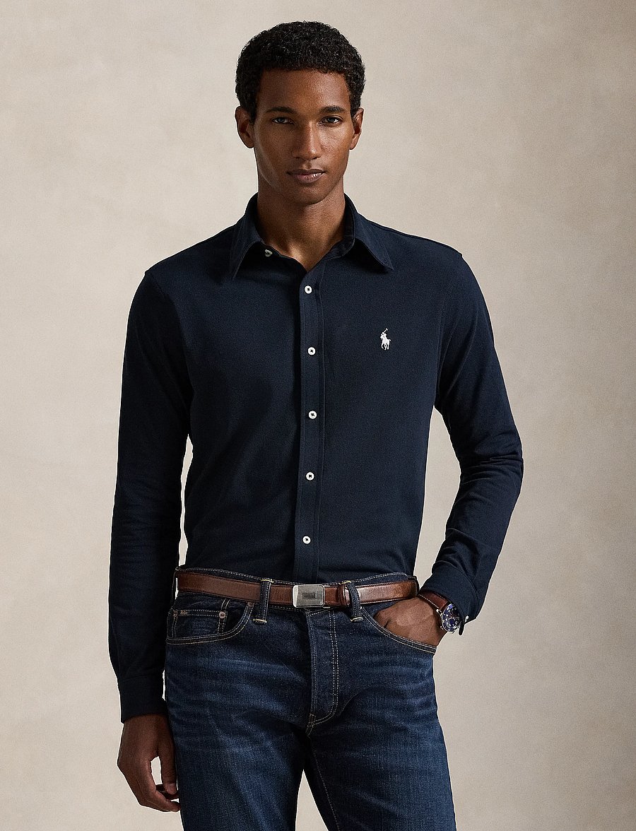 Polo Ralph Lauren - FEATHERWEIGHT MESH-LSL-KNT - oxford skjorter - aviator navy - 0