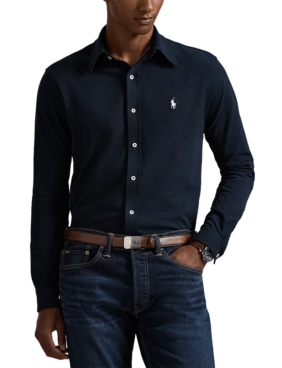 Polo Ralph Lauren - FEATHERWEIGHT MESH-LSL-KNT - oxford skjorter - aviator navy - 3
