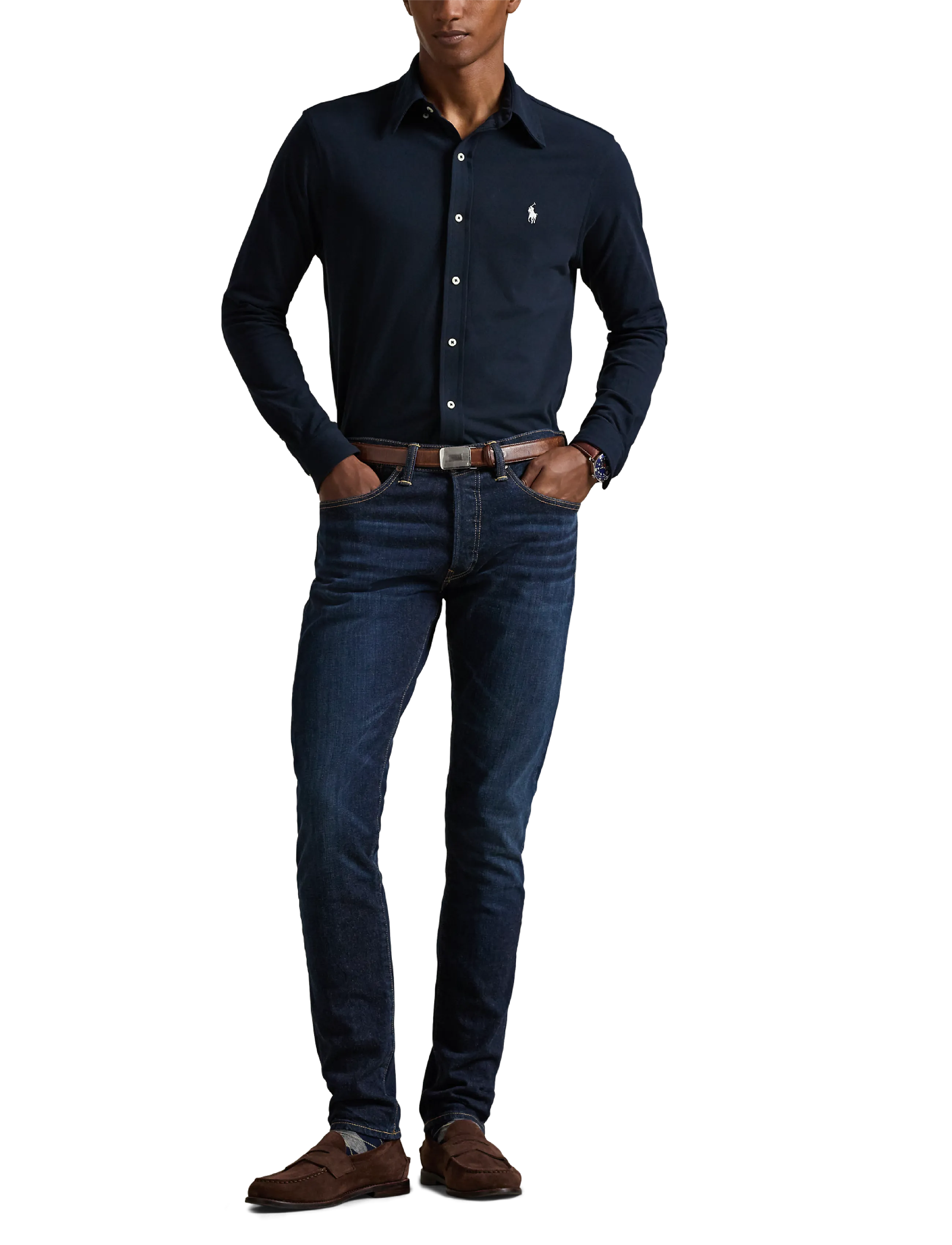Polo Ralph Lauren - FEATHERWEIGHT MESH-LSL-KNT - oxford skjorter - aviator navy - 4