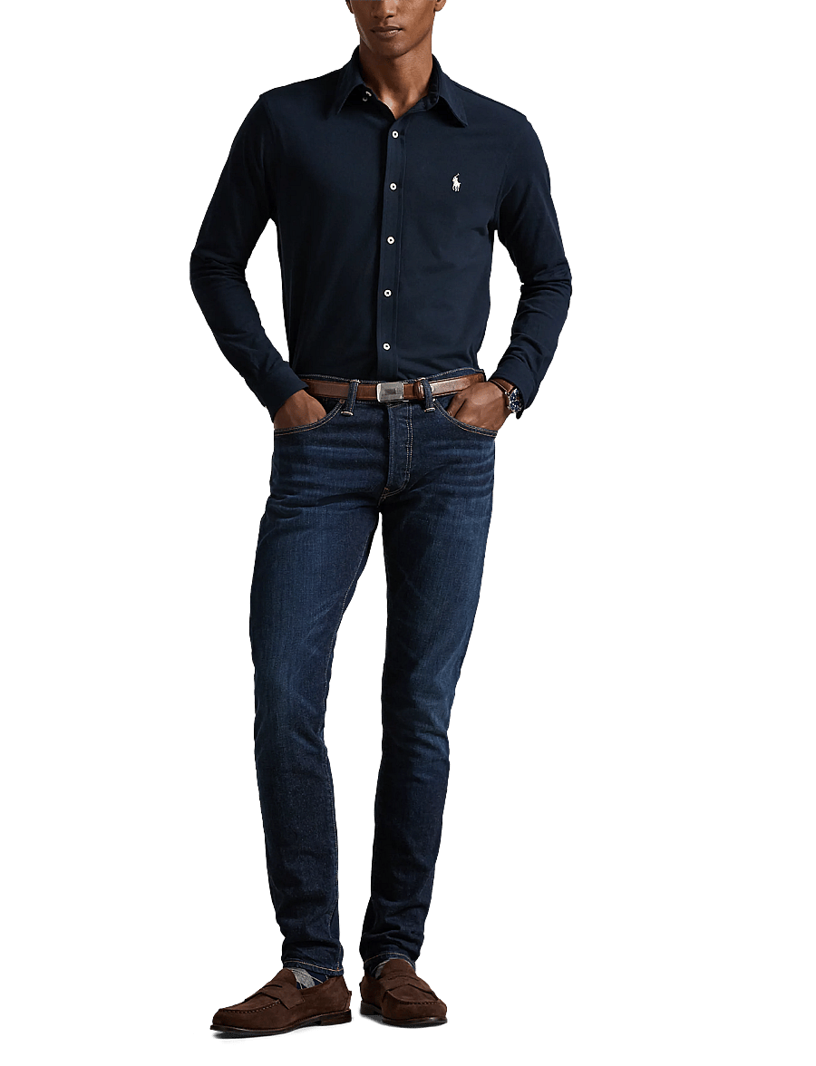 Polo Ralph Lauren - FEATHERWEIGHT MESH-LSL-KNT - oxford skjorter - aviator navy - 4