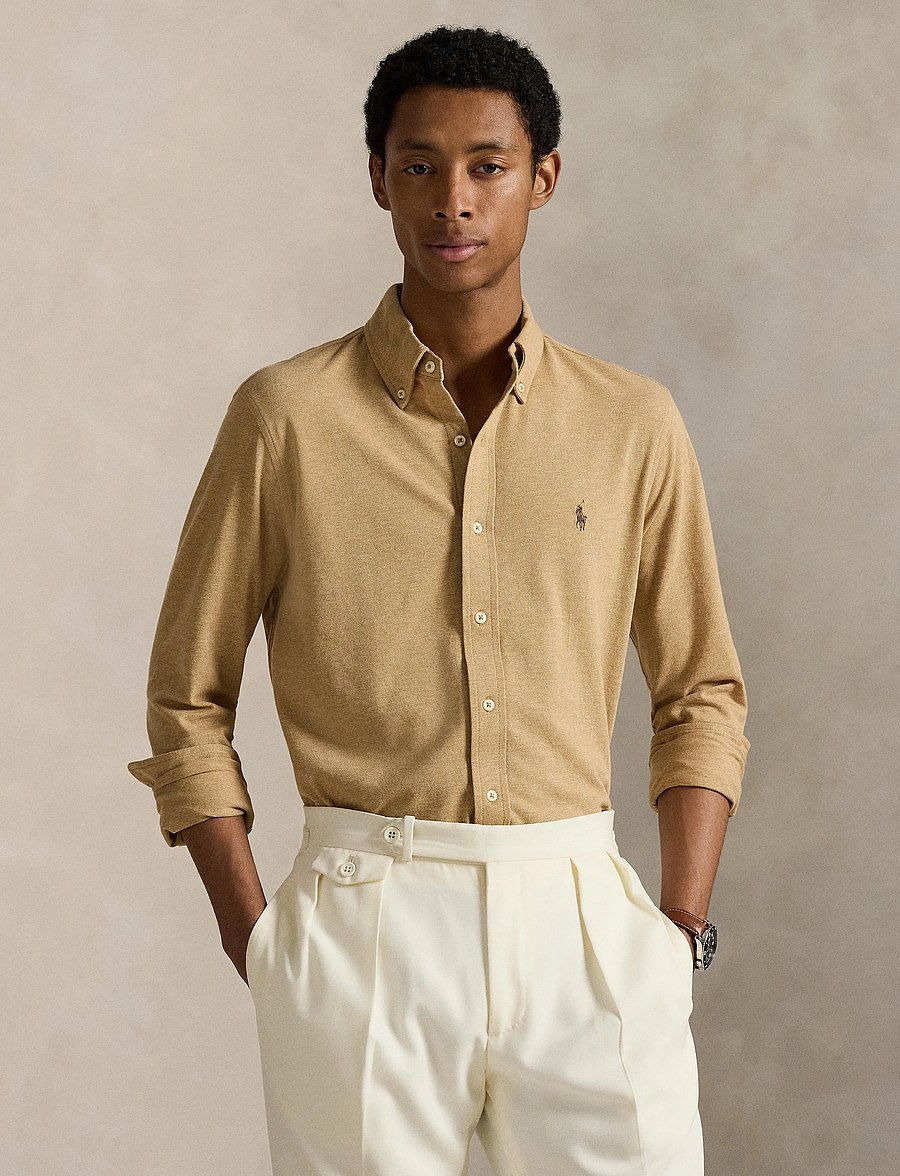 Polo Ralph Lauren - Featherweight Mesh Shirt - chemises oxford - classic camel hea - 3