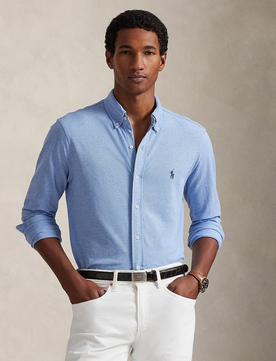 Polo Ralph Lauren - FEATHERWEIGHT MESH-LSL-KNT - oxfordi särgid - isle heather/c794 - 0