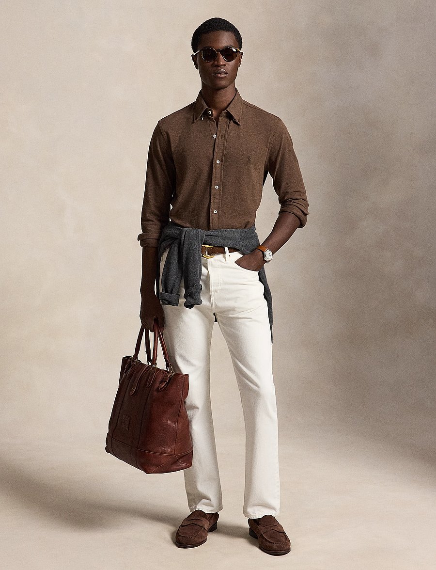 Polo Ralph Lauren - Featherweight Mesh Shirt - oxford-skjortor - nutmeg brown hthr - 3
