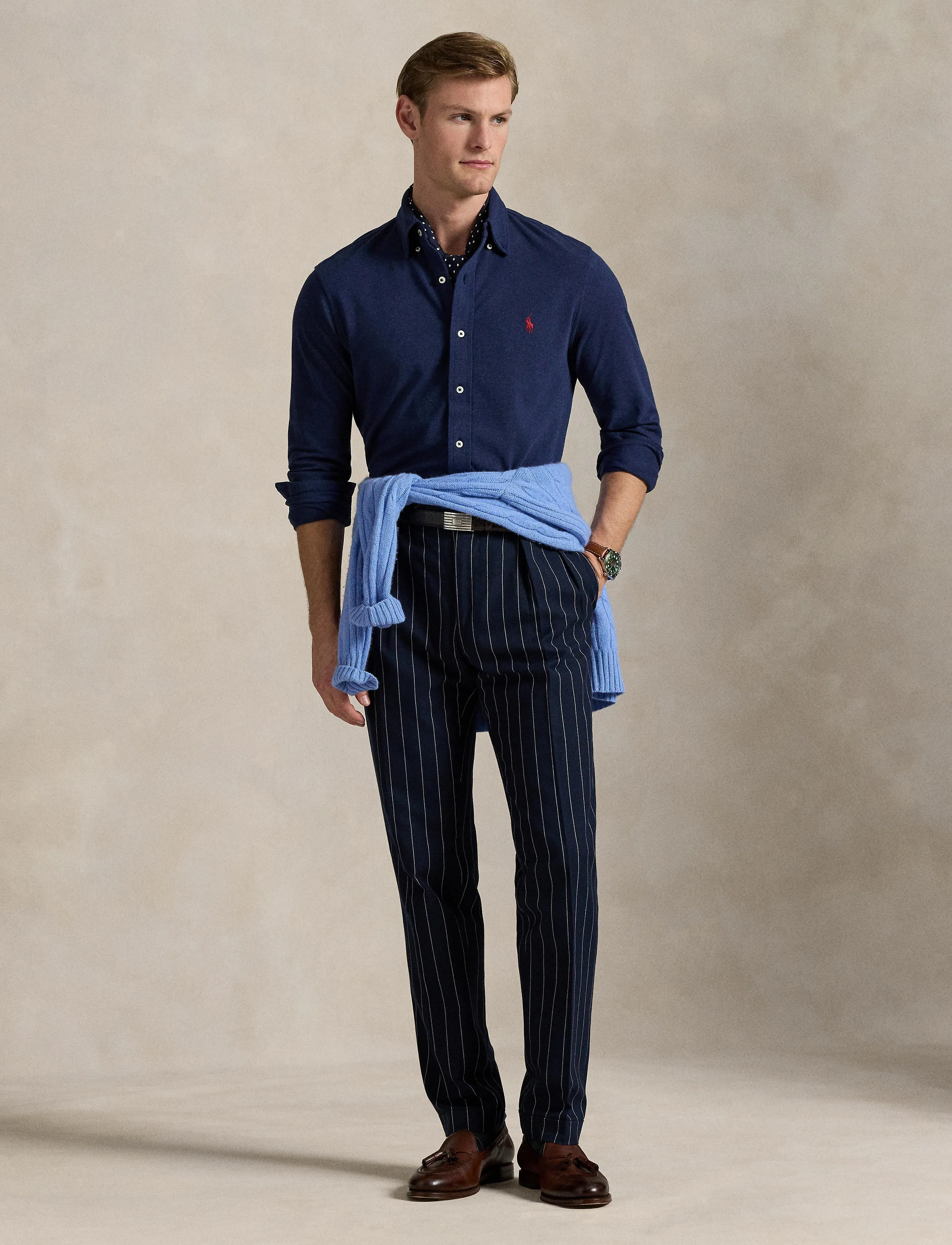 Polo Ralph Lauren Featherweight Mesh Shirt - Skjortor - SPRING NAVY HEATH / navy