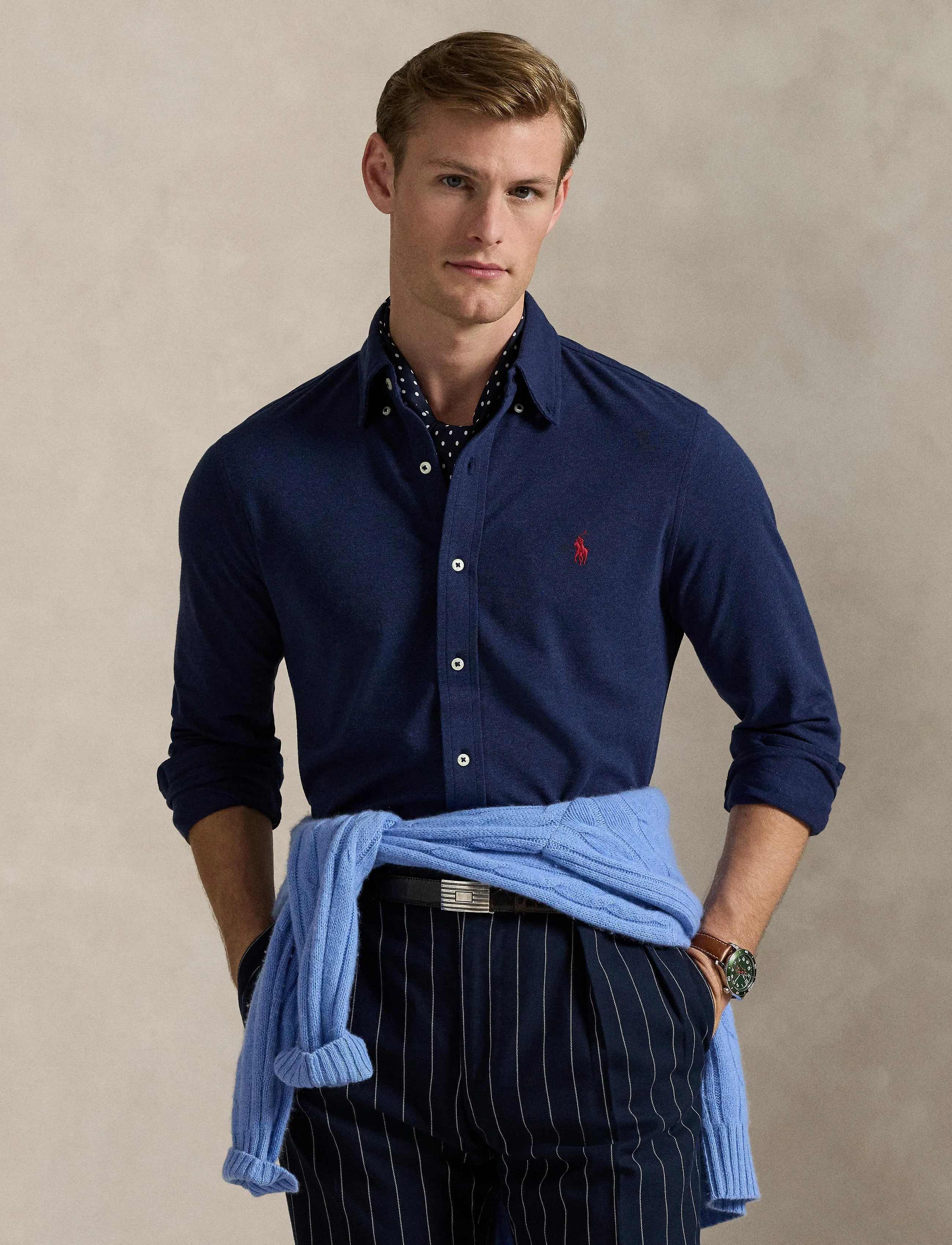 Polo Ralph Lauren - Featherweight Mesh Shirt - oxford-skjortor - spring navy heath - 3