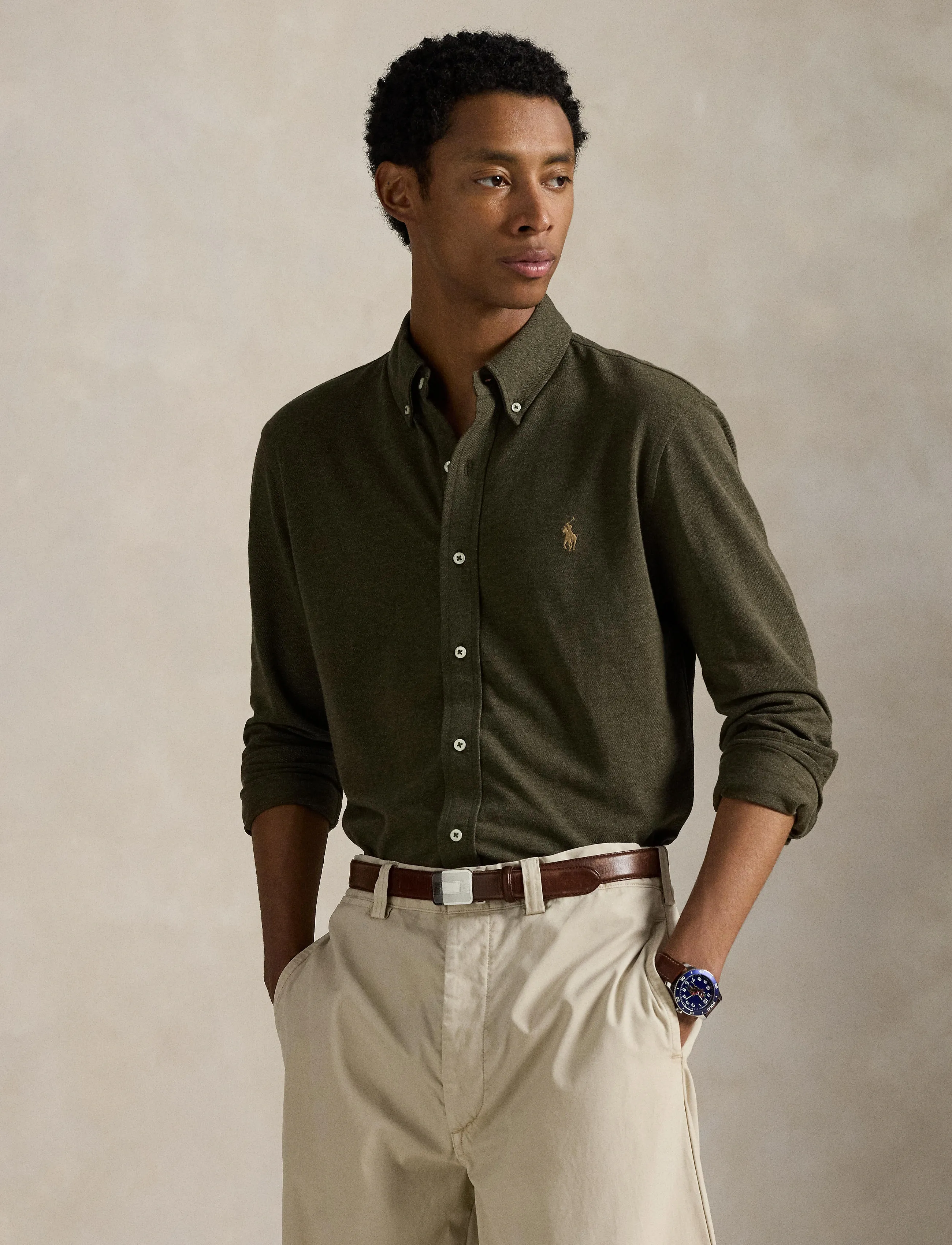 Polo Ralph Lauren - Featherweight Mesh Shirt - wilson olive heat - 3