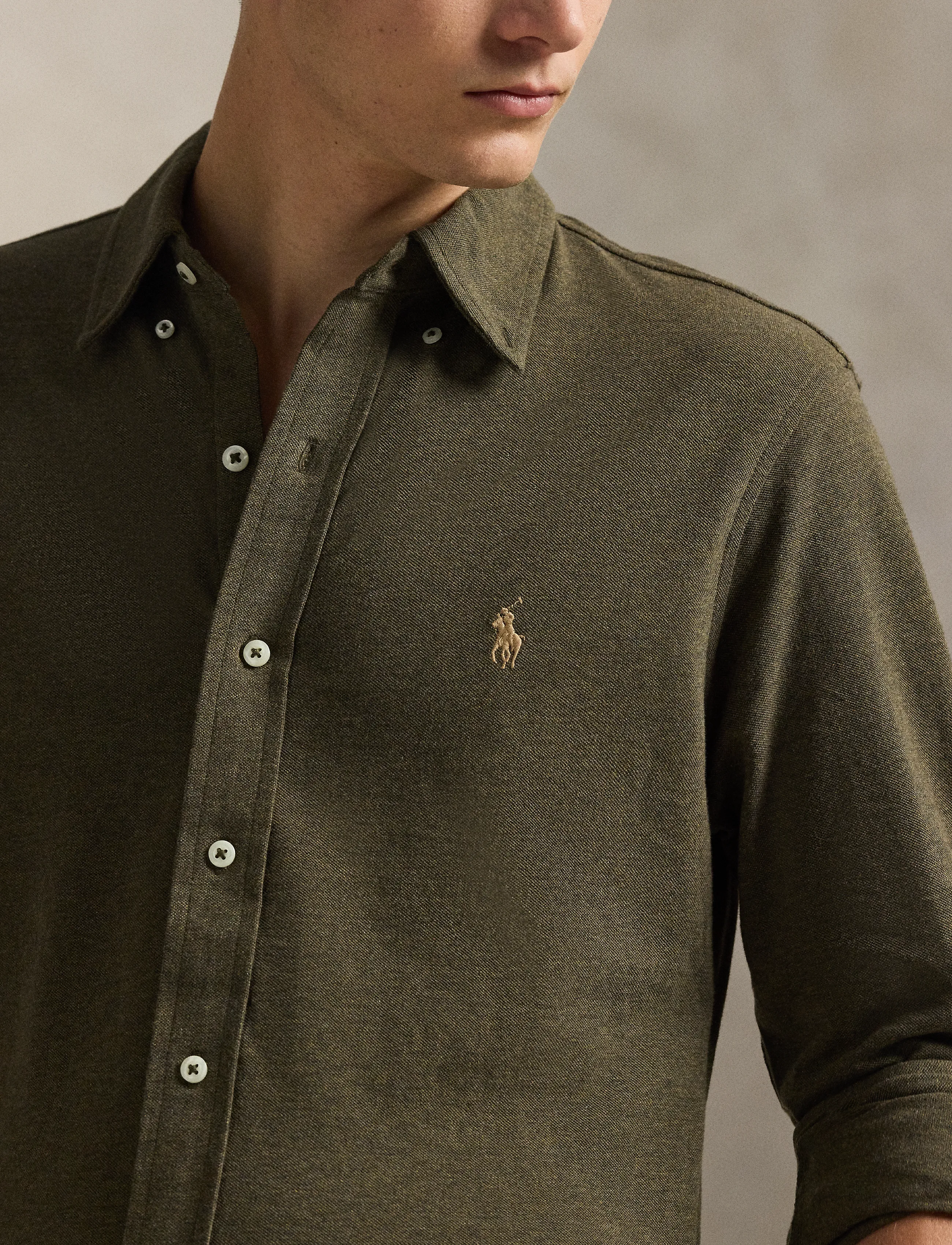 Polo Ralph Lauren - Featherweight Mesh Shirt - wilson olive heat - 5