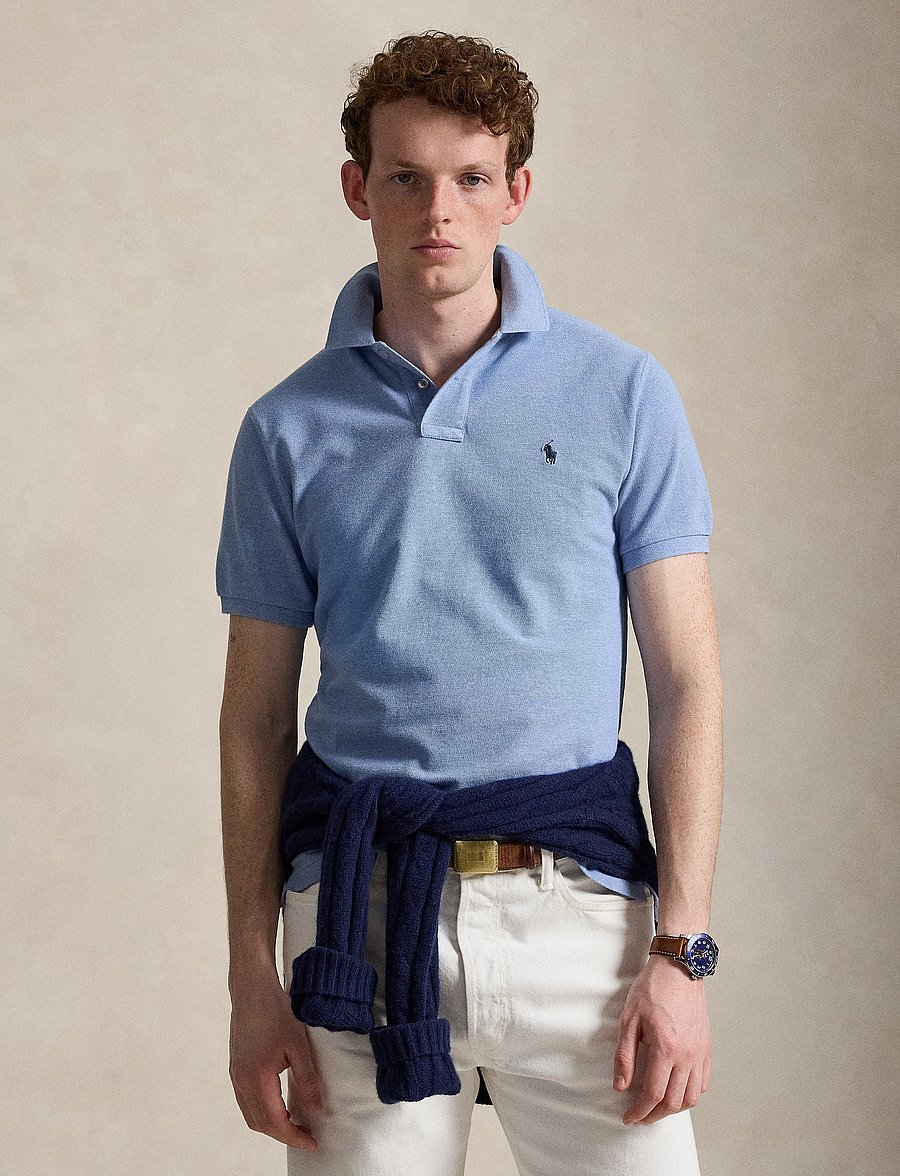 Polo Ralph Lauren - The Iconic Custom Slim Fit Mesh Polo - short-sleeved polos - isle htr - 0