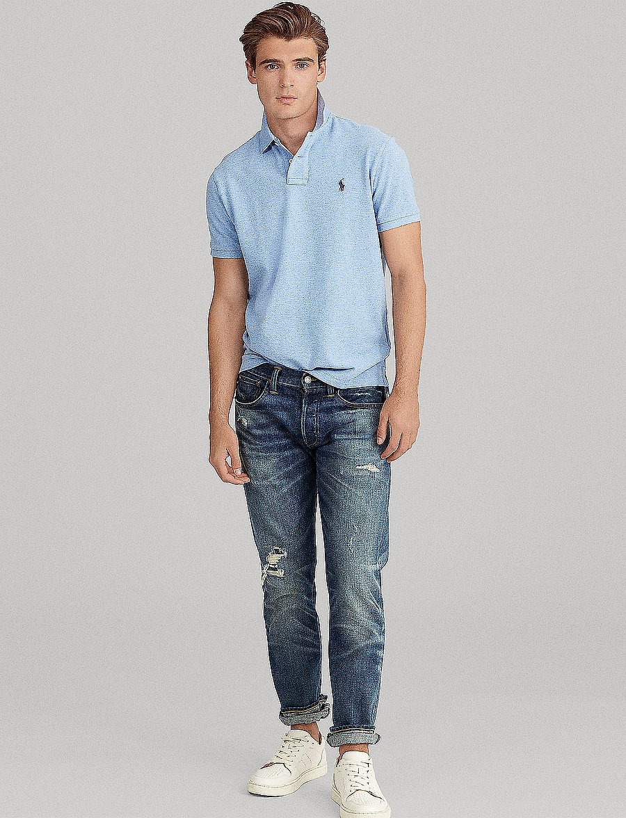 Polo Ralph Lauren - The Iconic Custom Slim Fit Mesh Polo - short-sleeved polos - isle htr - 5