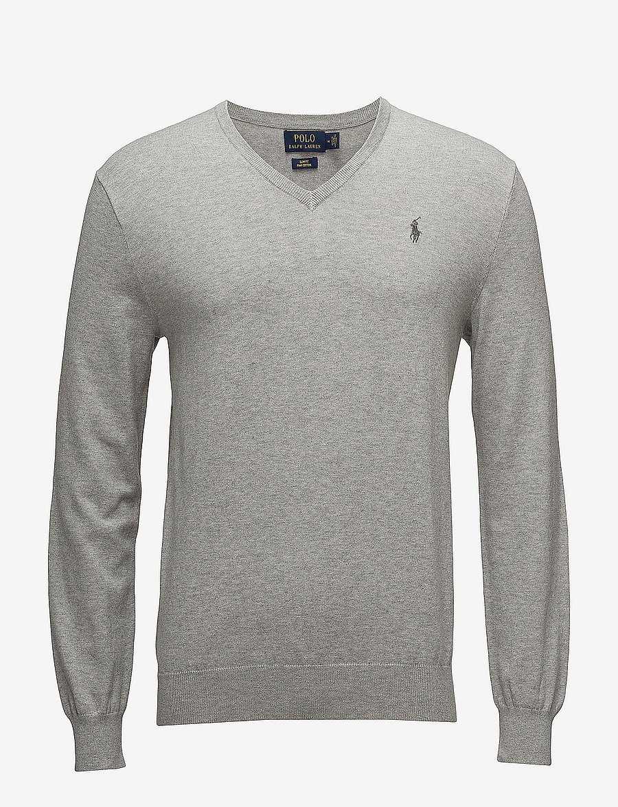 Polo Ralph Lauren - Slim Fit Cotton V-Neck Sweater - v-ausschnitt - andover heather - 2