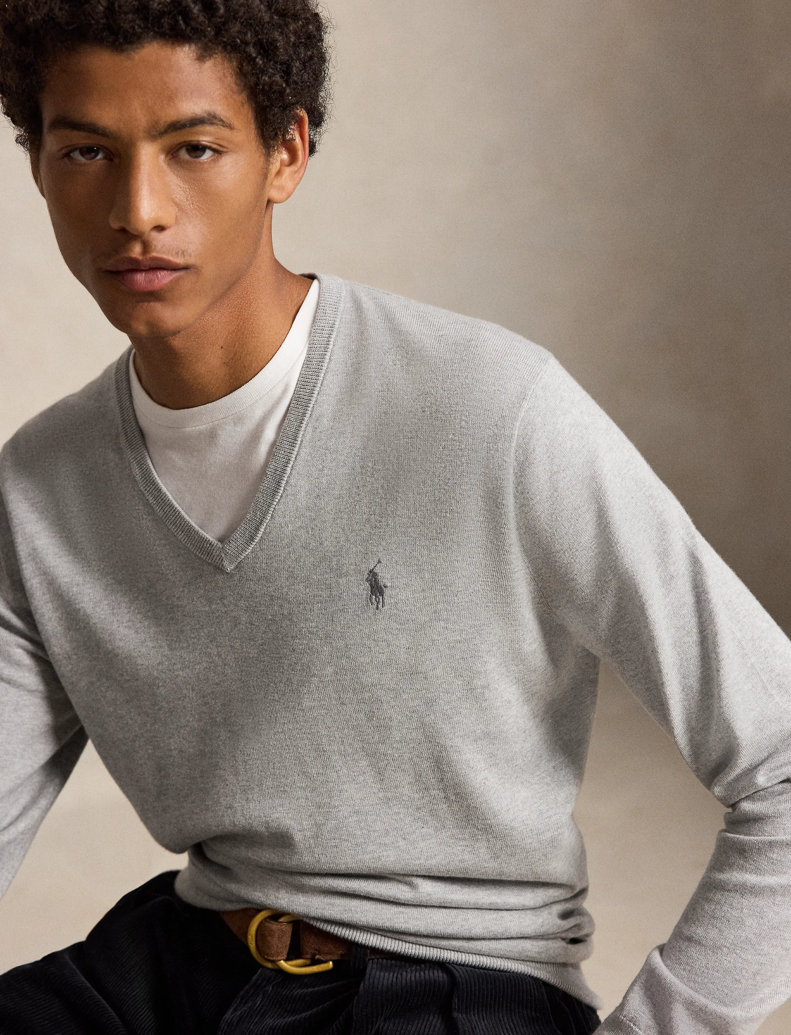 Polo Ralph Lauren - Slim Fit Cotton V-Neck Sweater - v-hals - andover heather - 4