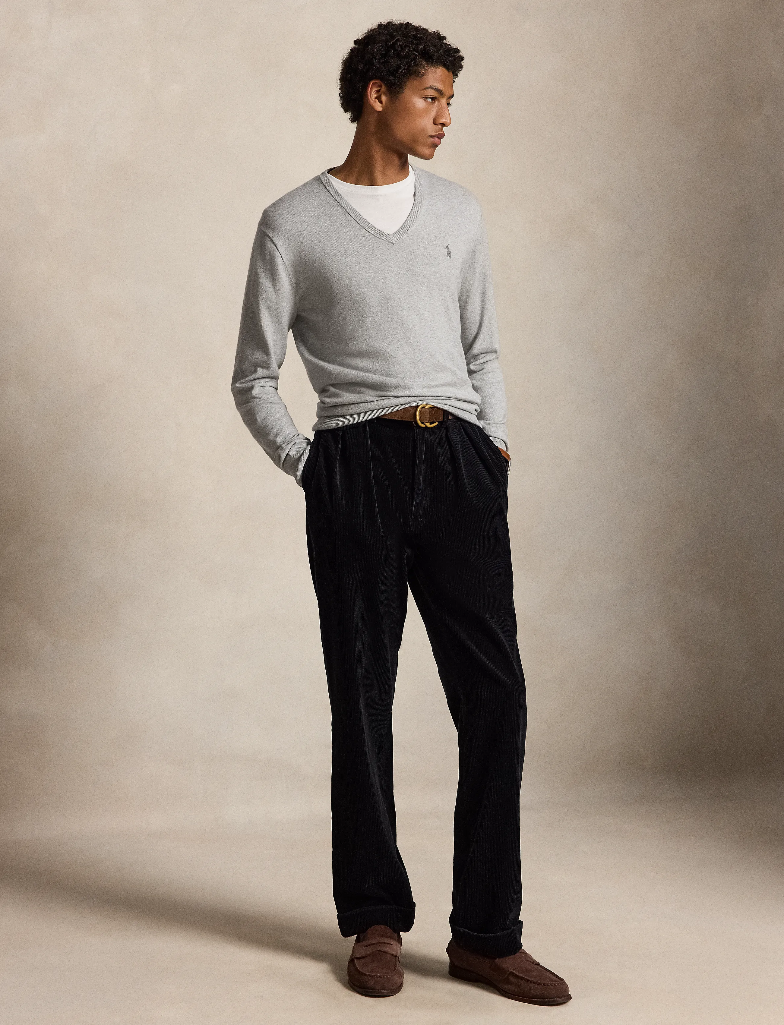 Polo Ralph Lauren - Slim Fit Cotton V-Neck Sweater - v-hals - andover heather - 5