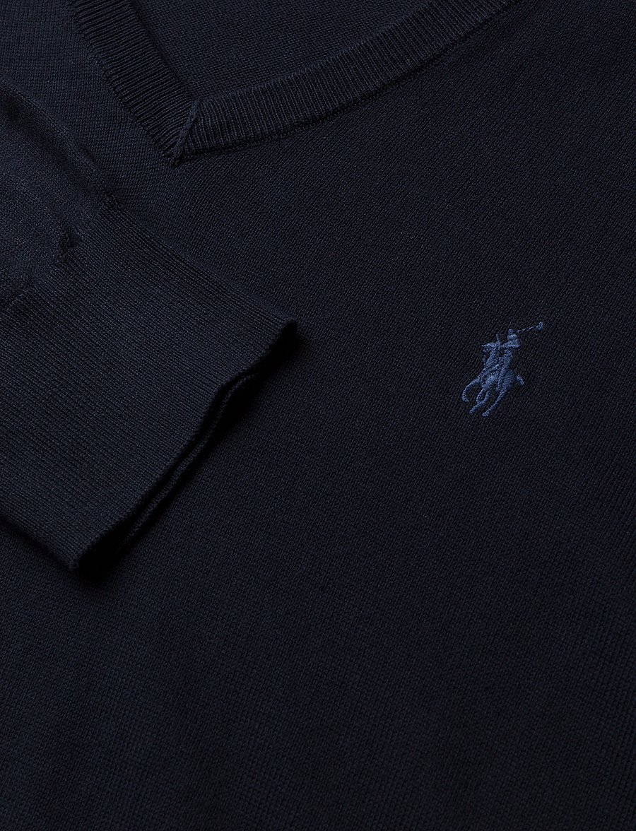 Polo Ralph Lauren - Slim Fit Cotton V-Neck Sweater - v-ringat - hunter navy - 2