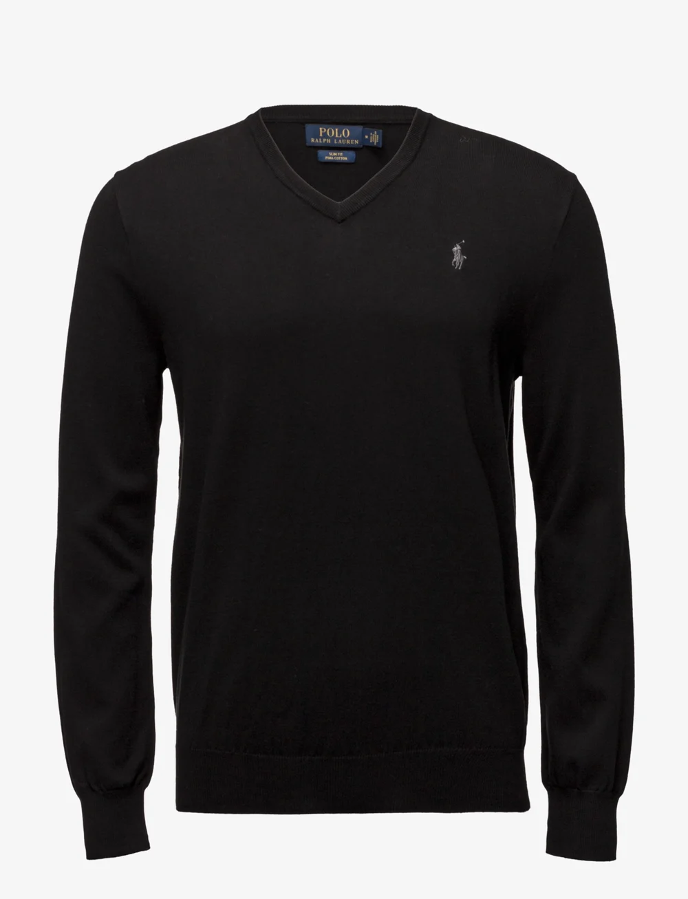 Polo Ralph Lauren - Slim Fit Cotton V-Neck Sweater - v-kaelusega kudumid - polo black - 1