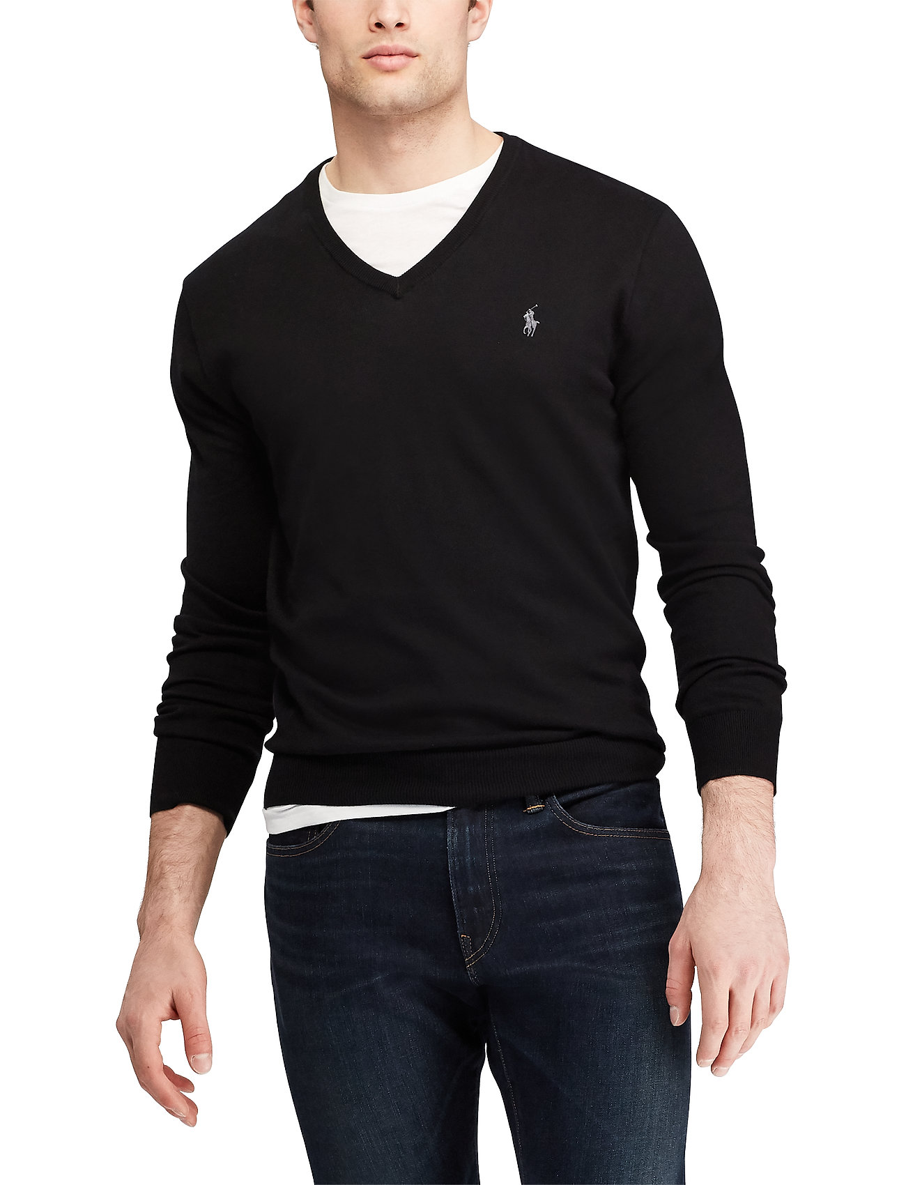 Polo Ralph Lauren Slim Fit Cotton V-Neck Sweater, XL, Knitwear, Schwarz - V-necks, Männerswear