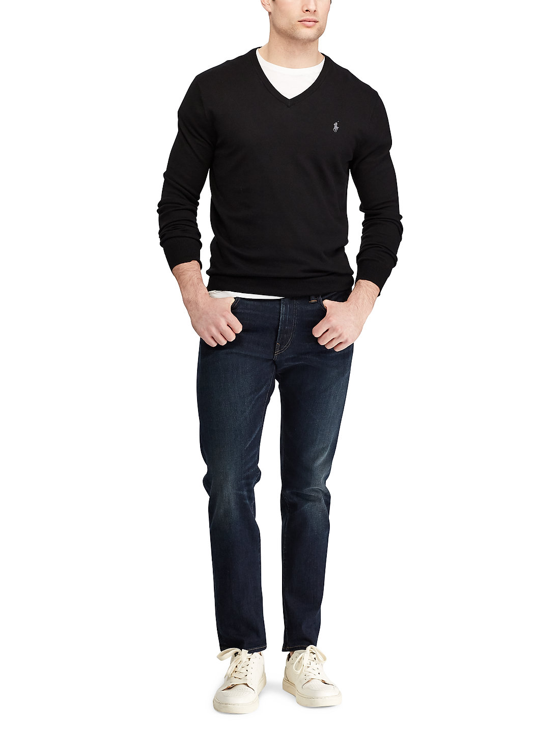 Polo Ralph Lauren - Slim Fit Cotton V-Neck Sweater - v-kaelusega kudumid - polo black - 4