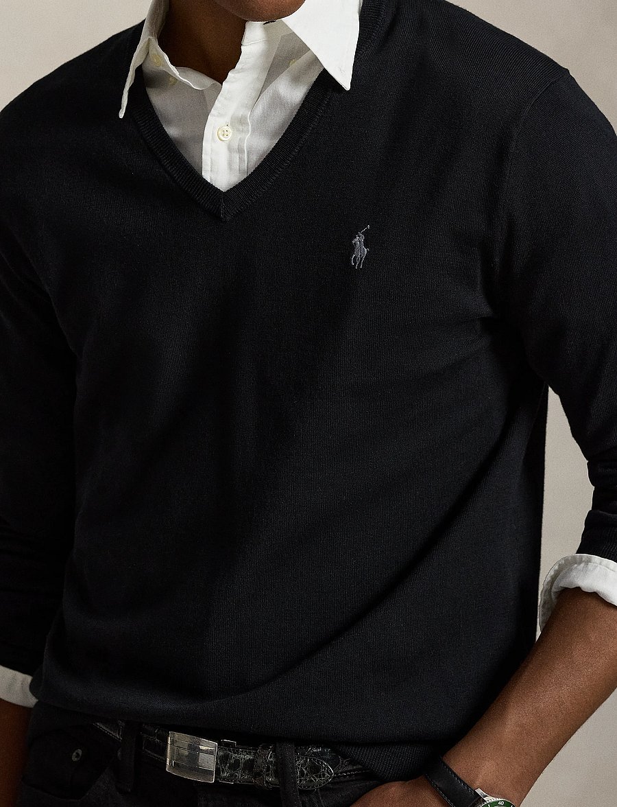 Polo Ralph Lauren - Slim Fit Cotton V-Neck Sweater - v-hals - polo black - 4