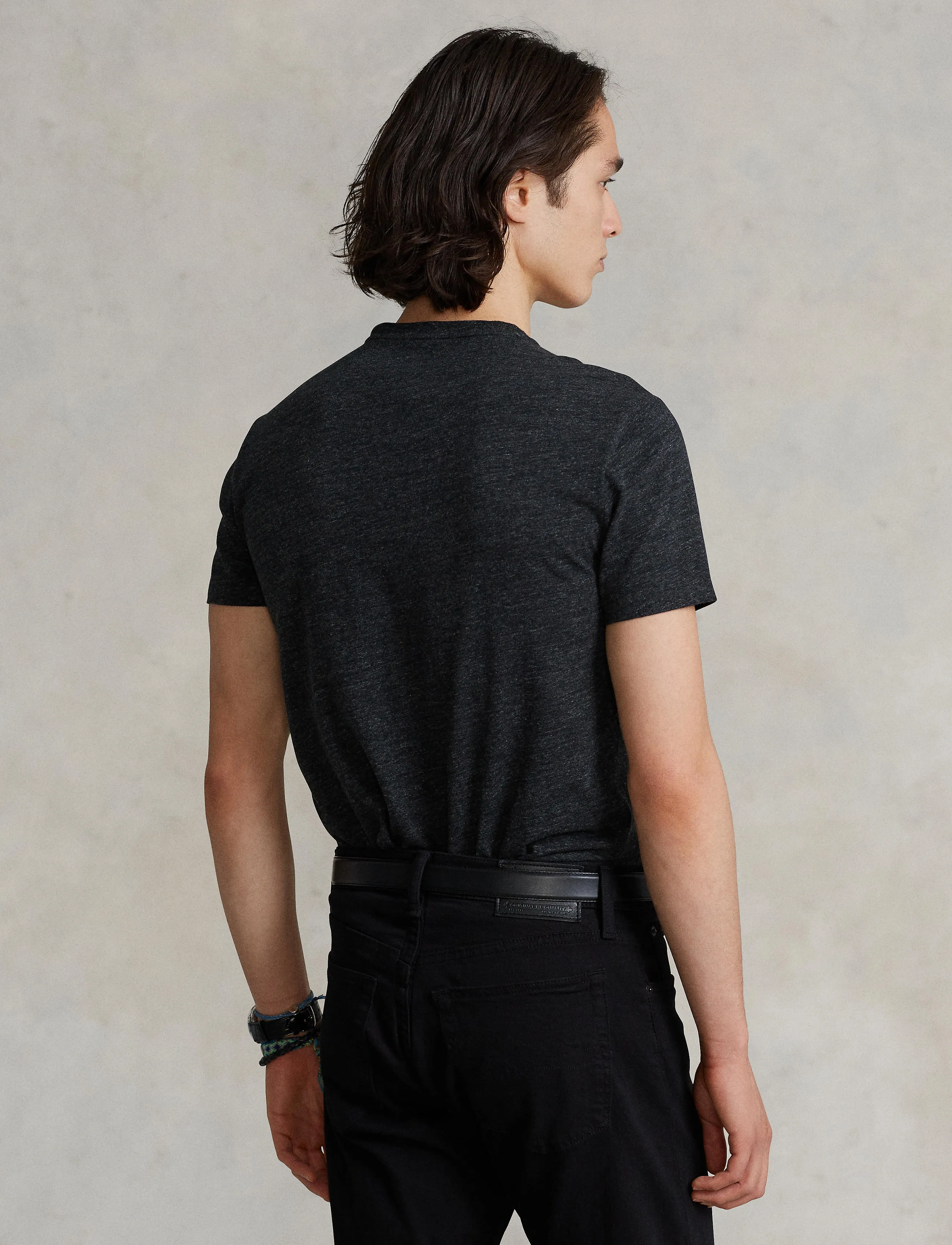 Polo Ralph Lauren Custom Slim Fit Cotton T-Shirt - T-Shirts - BLACK MARL HEATHE / black