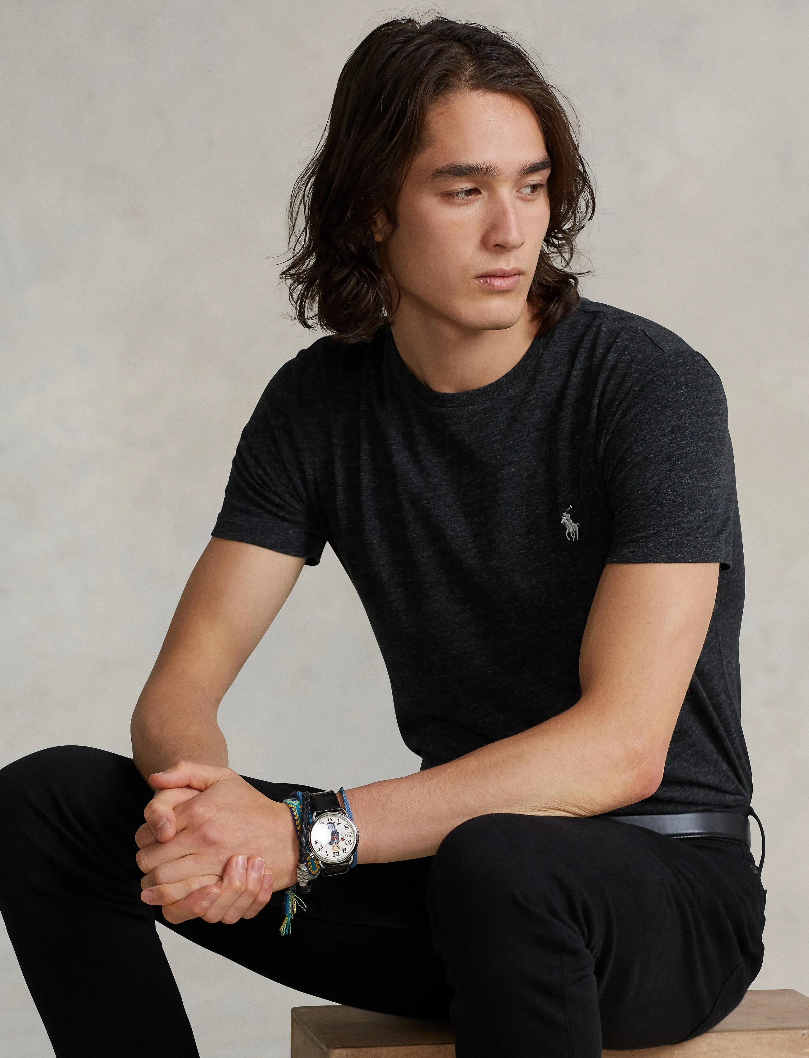 Polo Ralph Lauren - Custom Slim Fit Jersey Crewneck T-Shirt - short-sleeved t-shirts - black marl heathe - 3