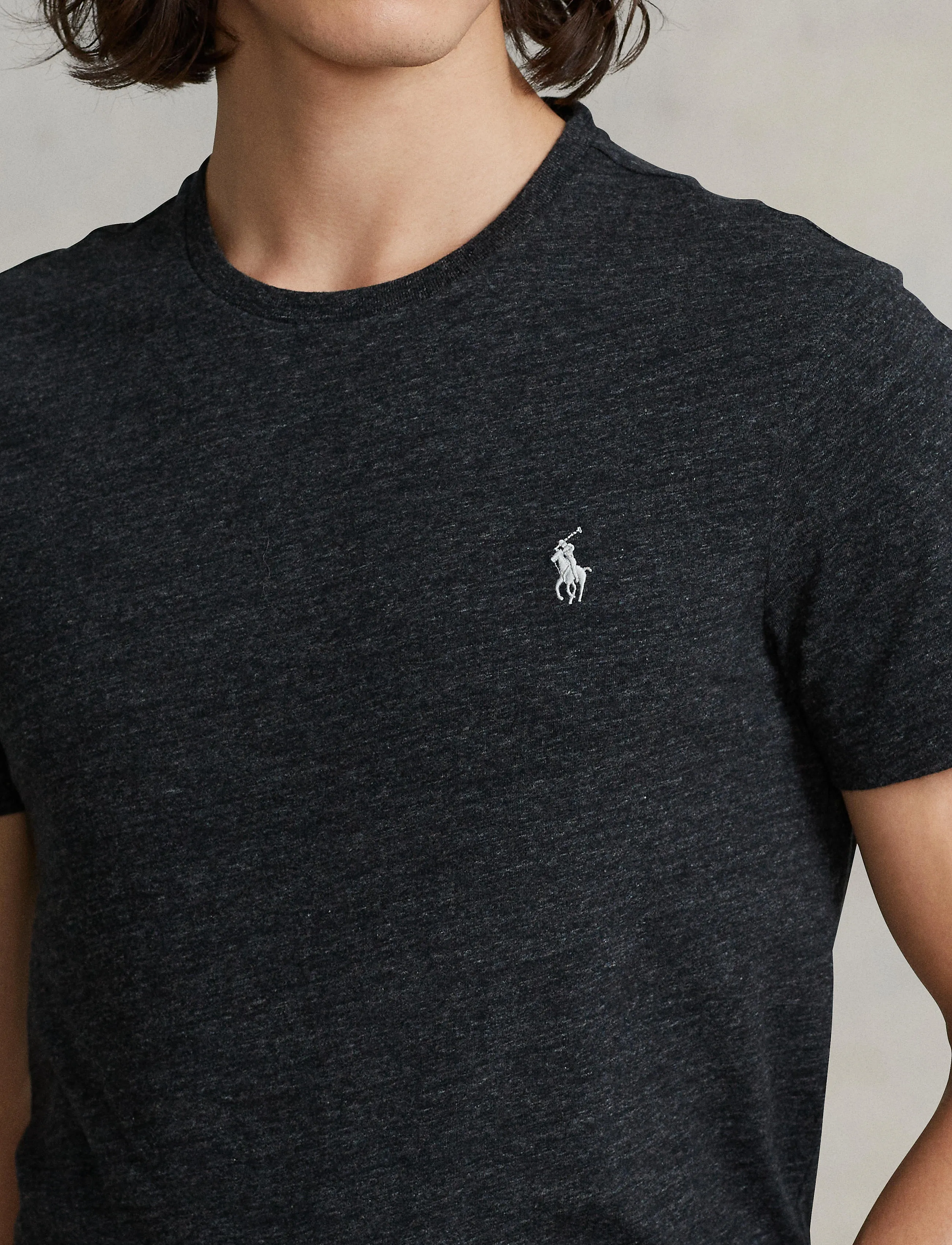Polo Ralph Lauren - Custom Slim Fit Jersey Crewneck T-Shirt - short-sleeved t-shirts - black marl heathe - 4