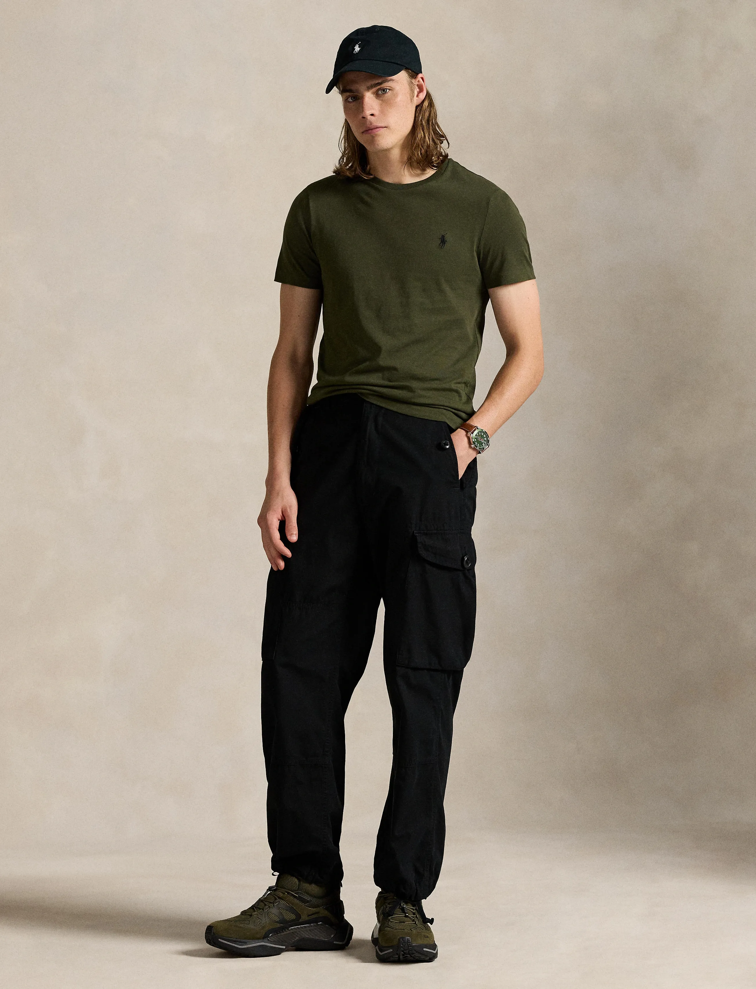 Polo Ralph Lauren Custom Slim Fit Jersey Crewneck T-Shirt - T-Shirts - COMPANY OLIVE/C97 / green