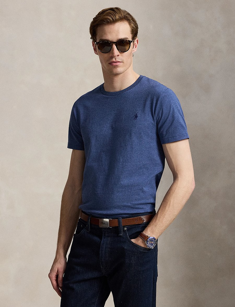 Polo Ralph Lauren - Custom Slim Fit Jersey Crewneck T-Shirt - kurzärmelig - derby blue heathe - 0