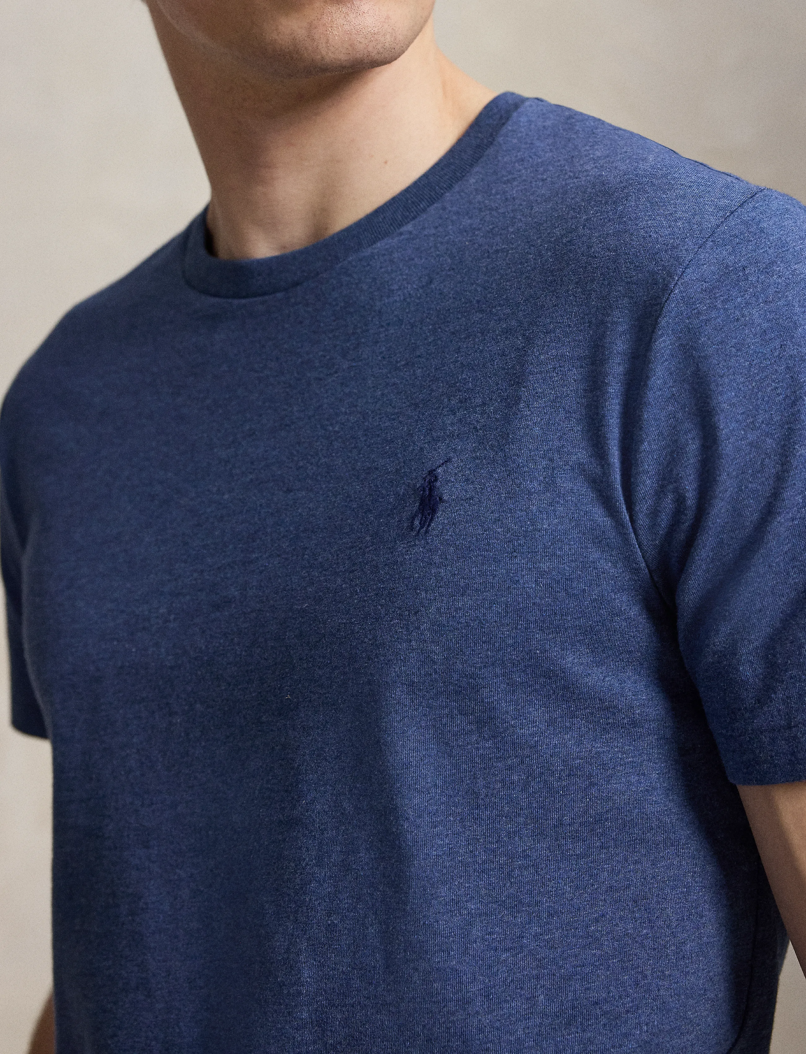 Polo Ralph Lauren - Custom Slim Fit Jersey Crewneck T-Shirt - kurzärmelig - derby blue heathe - 4