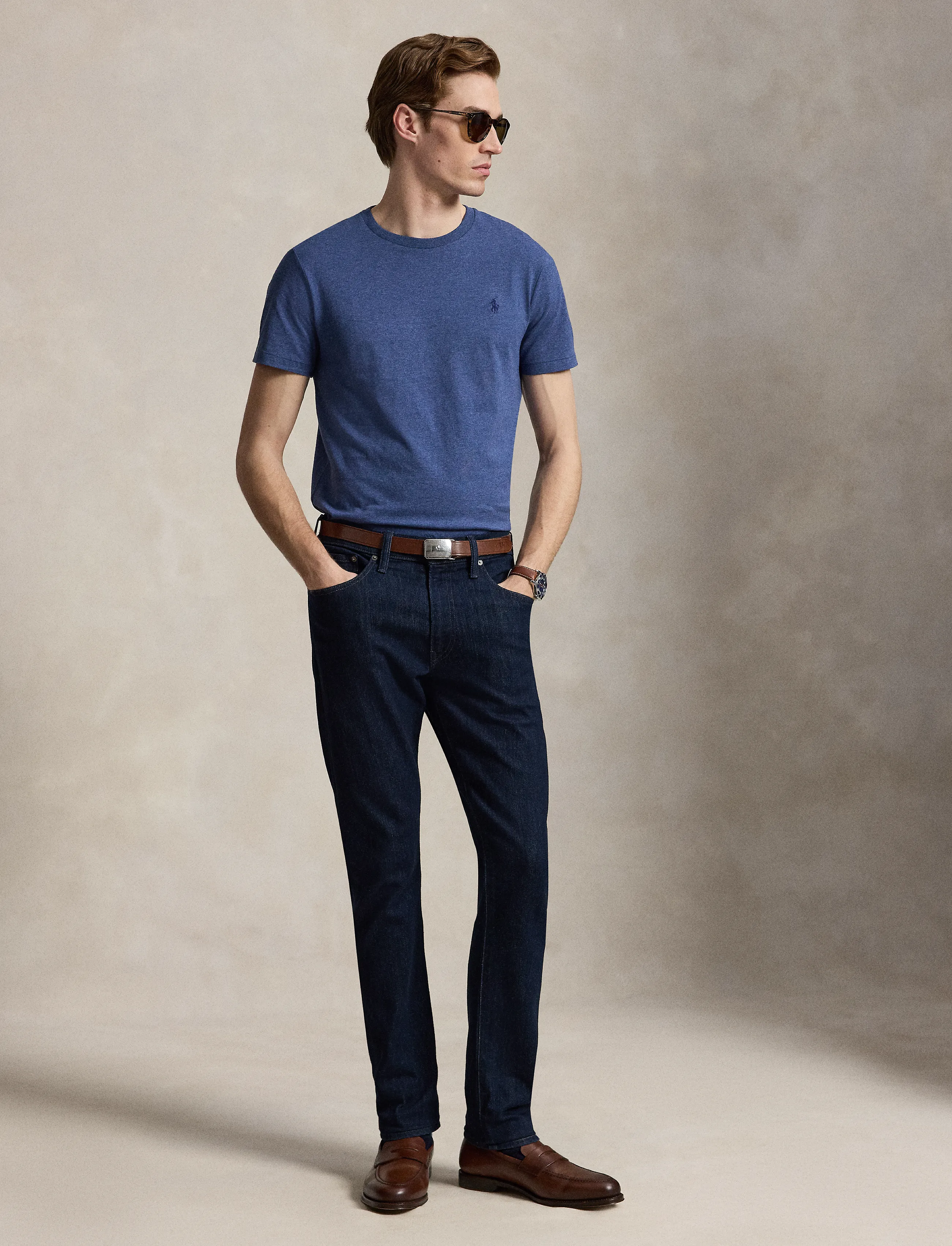 Polo Ralph Lauren - Custom Slim Fit Jersey Crewneck T-Shirt - kurzärmelig - derby blue heathe - 5