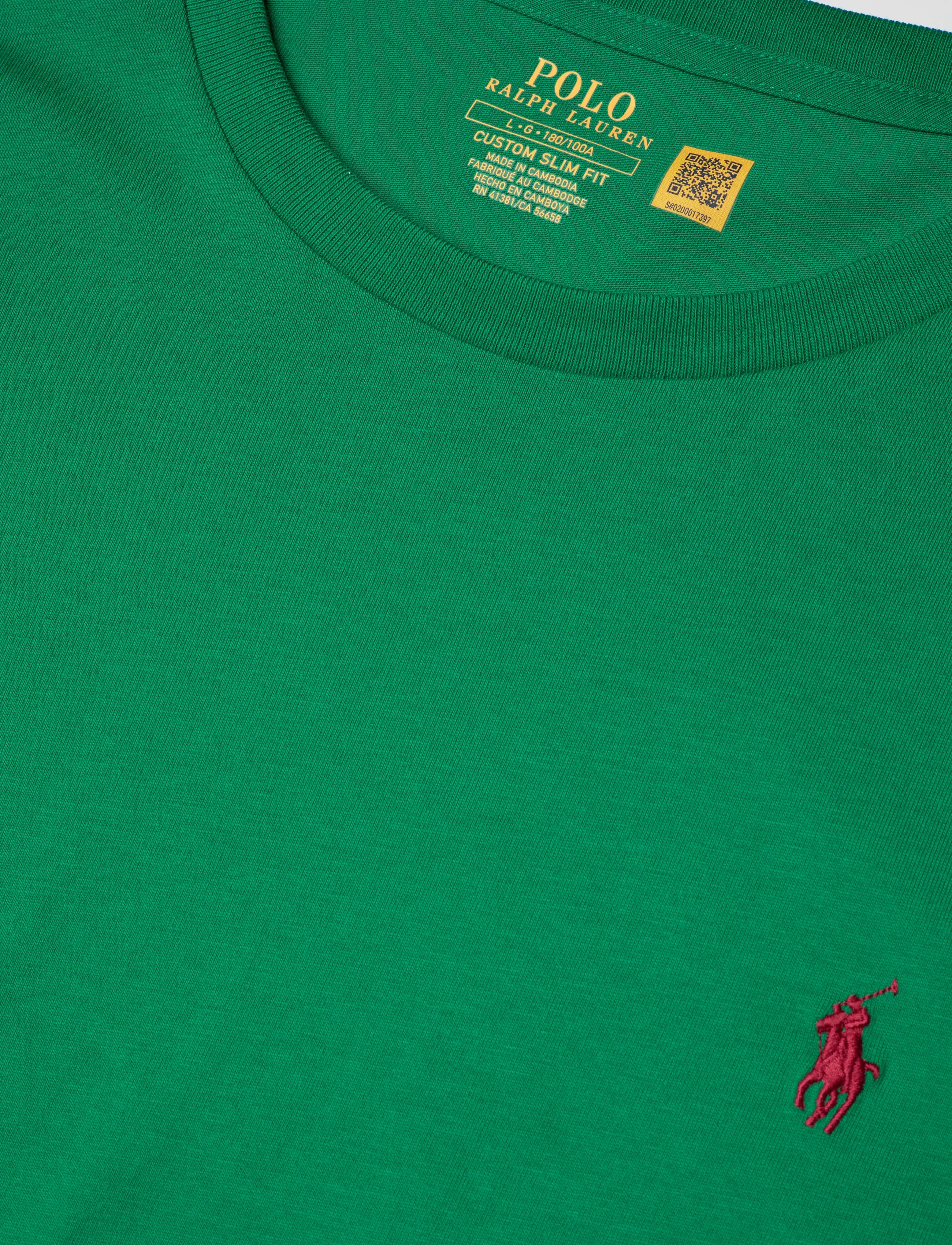 Polo Ralph Lauren - Custom Slim Fit Jersey Crewneck T-Shirt - kortærmede t-shirts - erin green/c3966 - 2