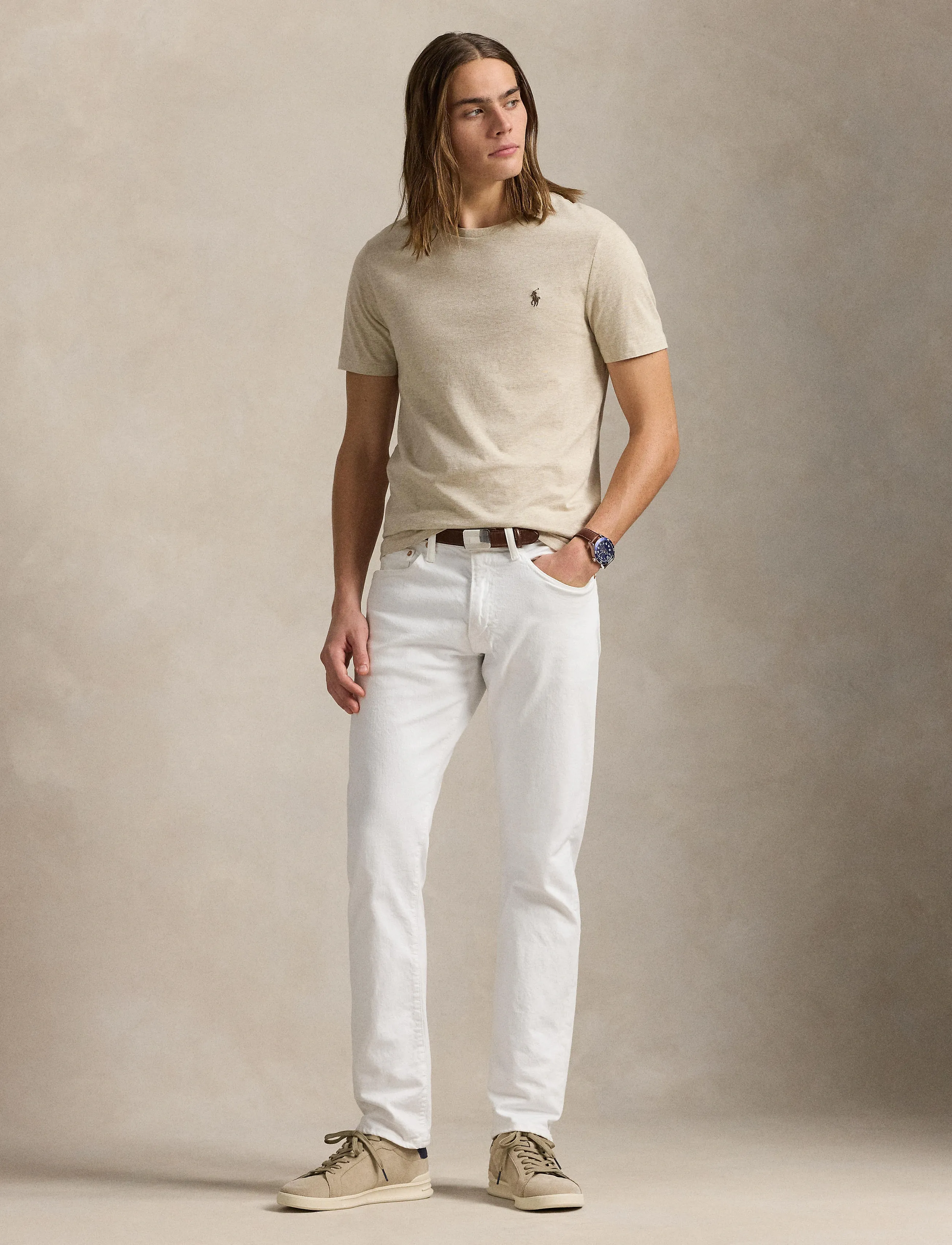 Polo Ralph Lauren Custom Slim Fit Jersey Crewneck T-Shirt -  - EXPEDITION DUNE H / beige