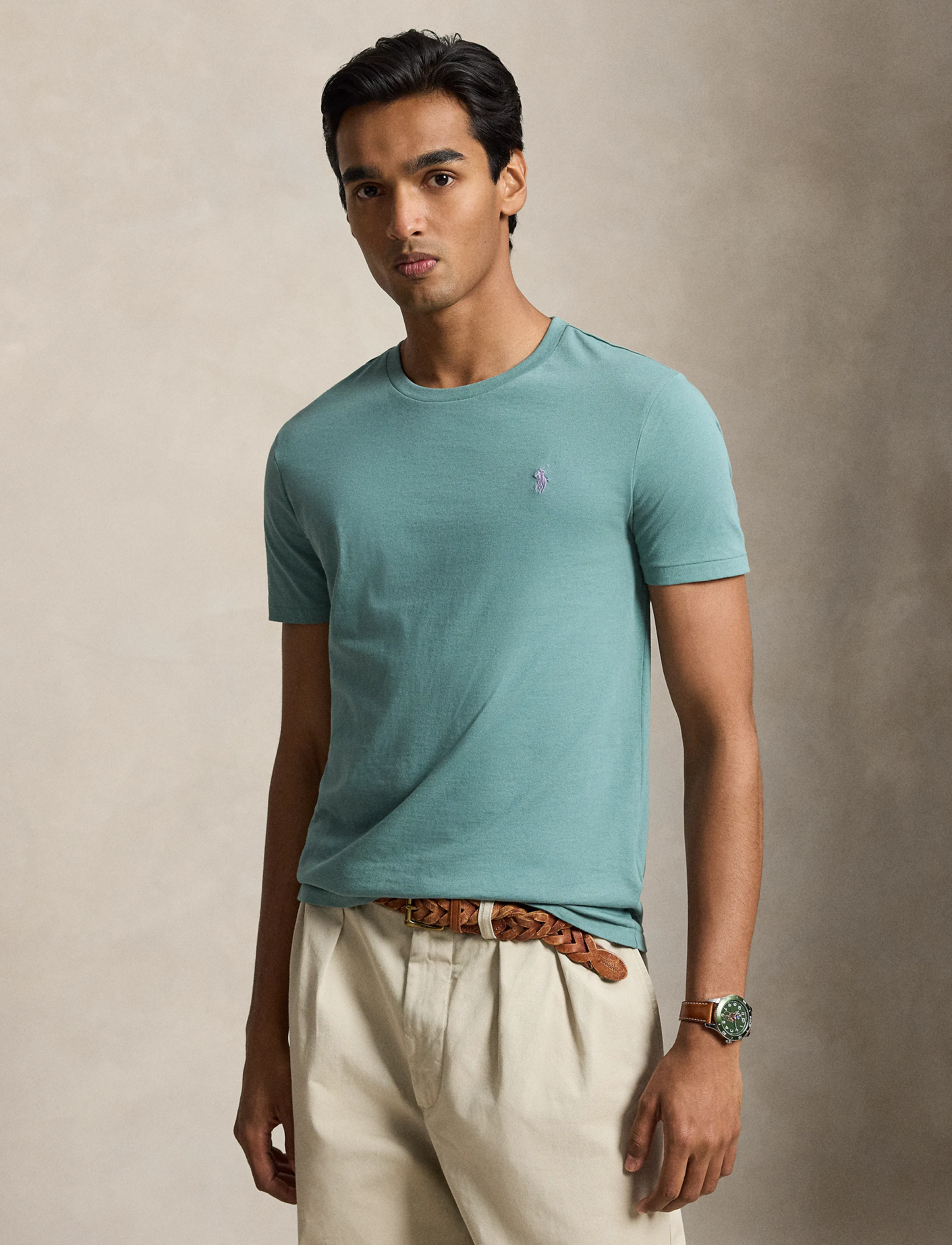 Polo Ralph Lauren Custom Slim Fit Jersey Crewneck T-Shirt - Kurzärmelige T-Shirts - GREENSCAPE/C6125 / green