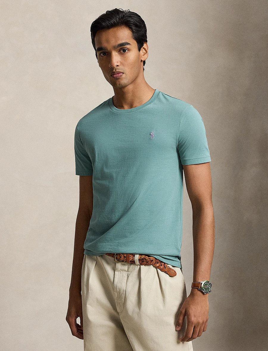 Polo Ralph Lauren - Custom Slim Fit Jersey Crewneck T-Shirt - kurzärmelig - greenscape/c6125 - 0