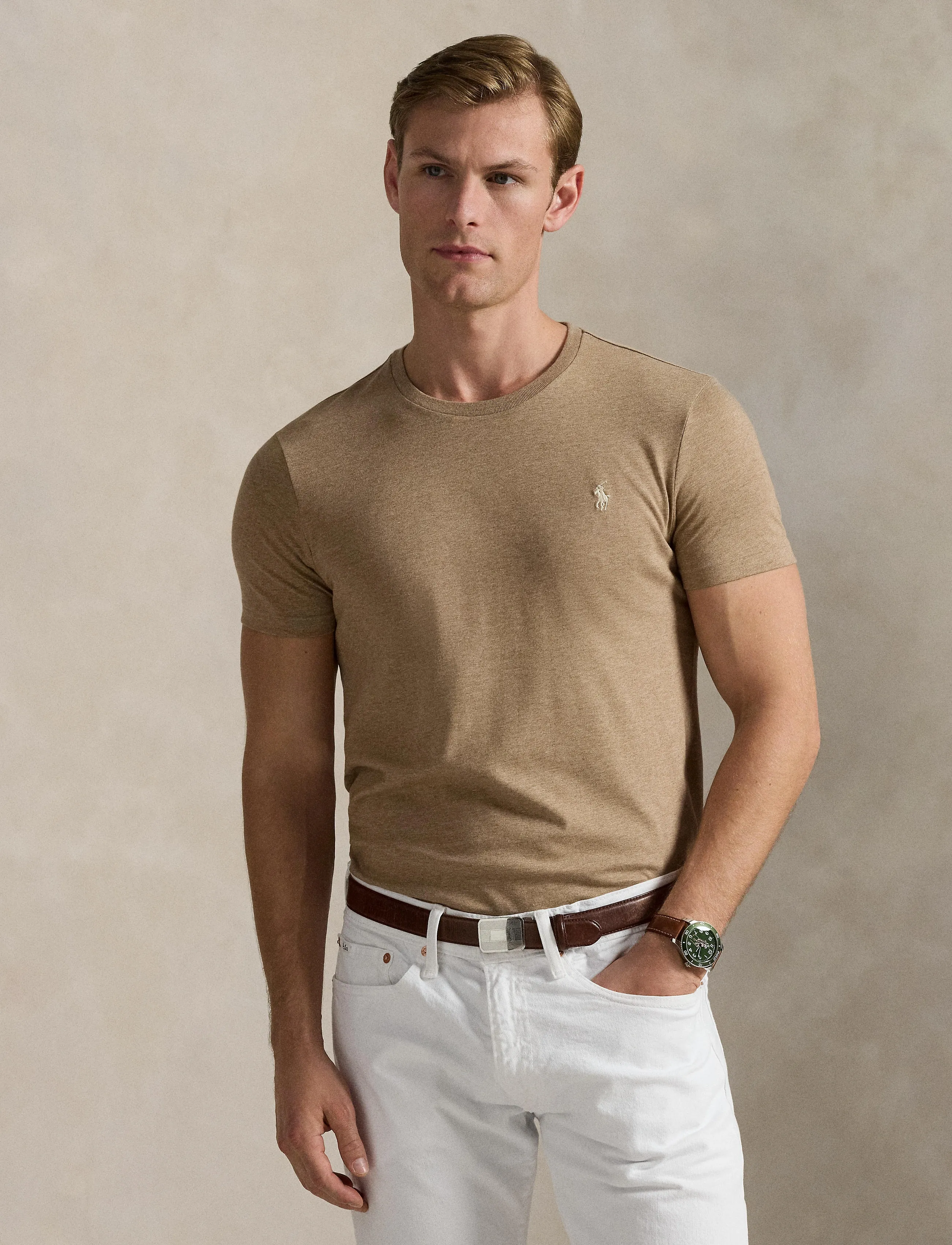 Polo Ralph Lauren - Custom Slim Fit Jersey Crewneck T-Shirt - kortærmede t-shirts - grey cloud heathe - 3