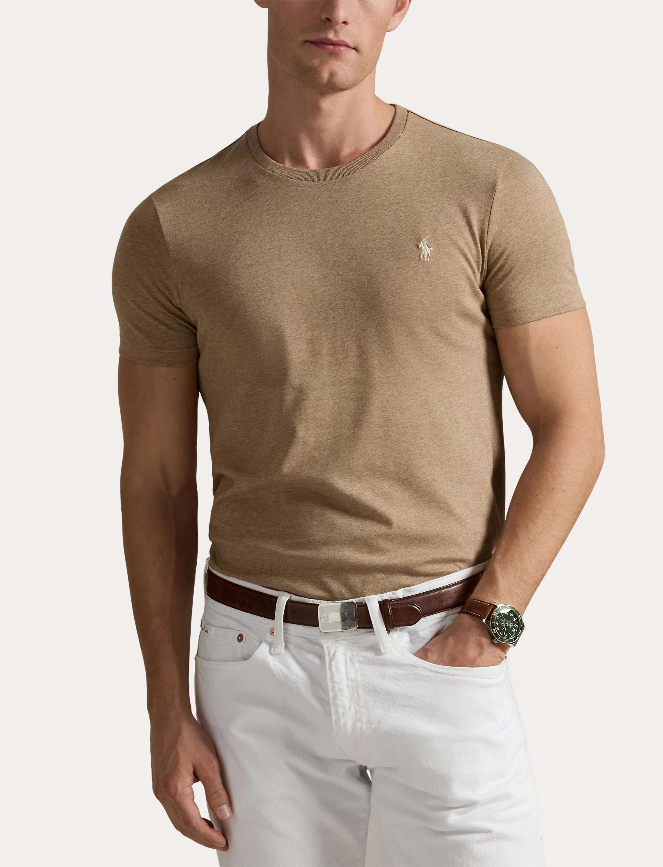 Polo Ralph Lauren - Custom Slim Fit Jersey Crewneck T-Shirt - kortærmede t-shirts - grey cloud heathe - 5