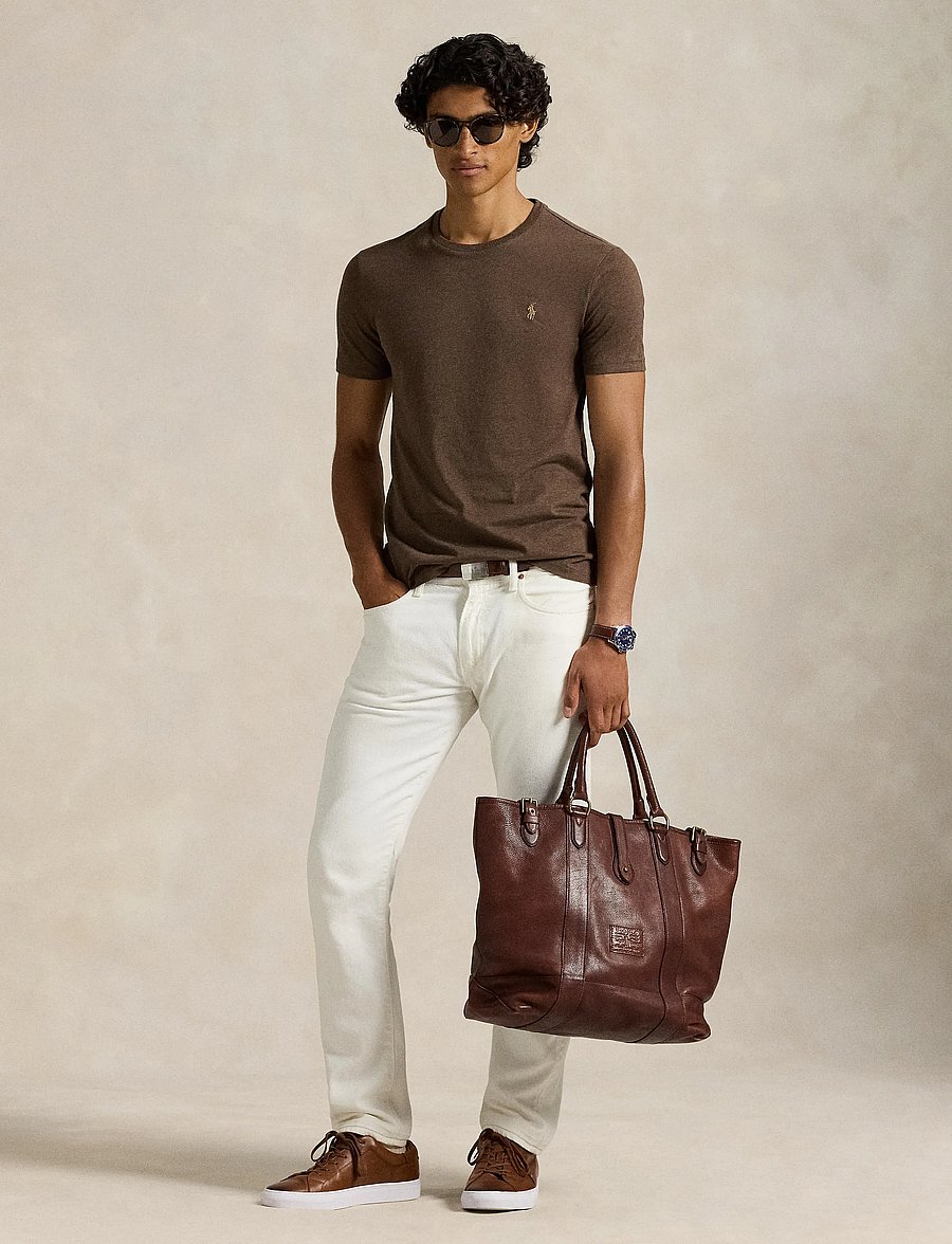 Polo Ralph Lauren - Custom Slim Fit Jersey Crewneck T-Shirt - kortärmade t-shirts - nutmeg brown heat - 0