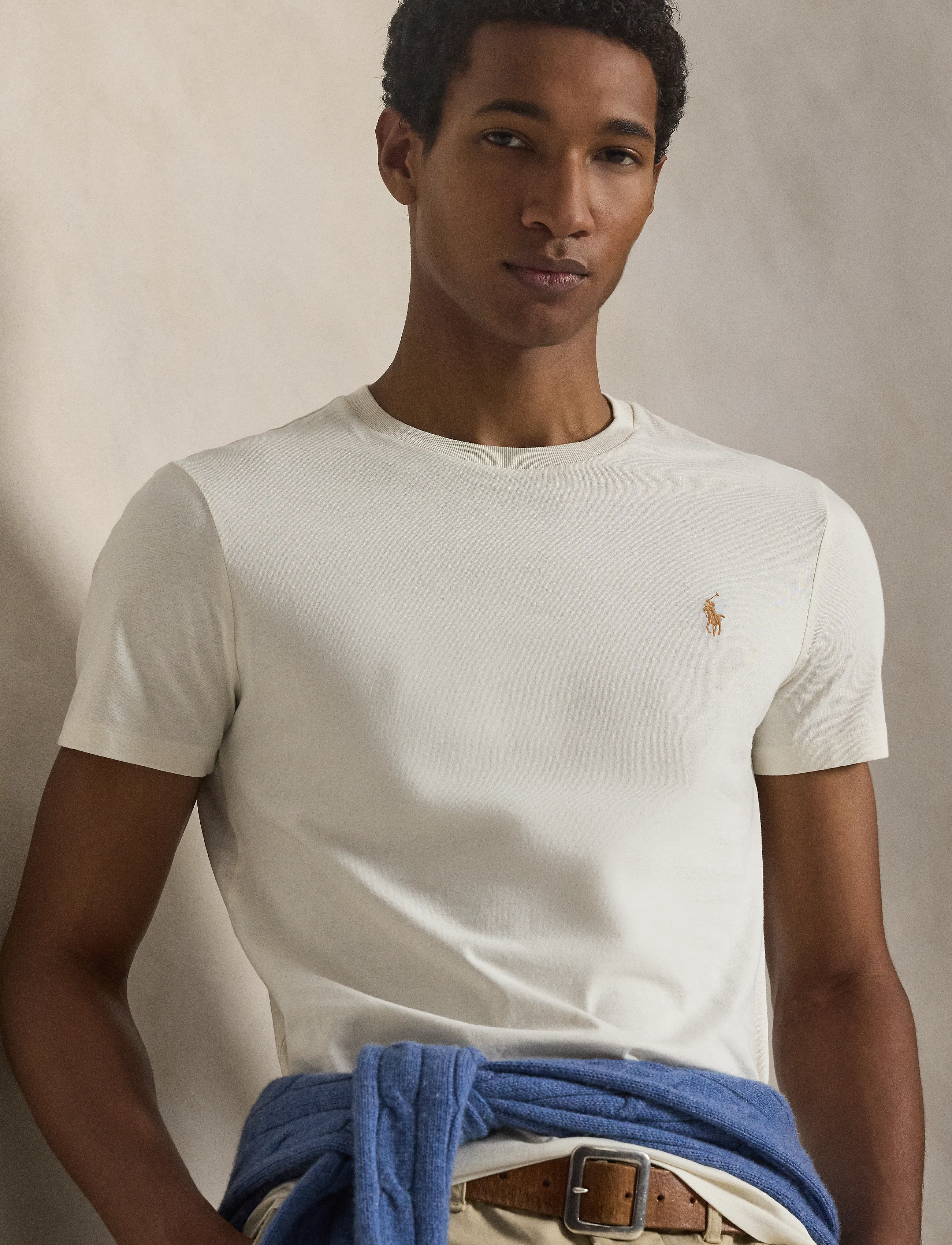 Polo Ralph Lauren - Custom Slim Fit Jersey Crewneck T-Shirt - kurzärmelig - parchment cream/c - 5