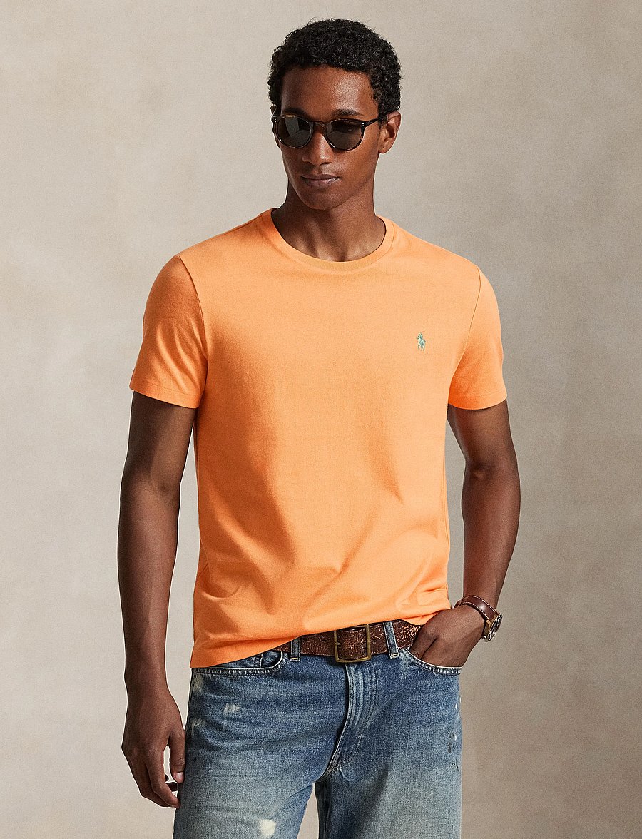 Polo Ralph Lauren - Custom Slim Fit Jersey Crewneck T-Shirt - kurzärmelig - pompano orange/c5 - 0