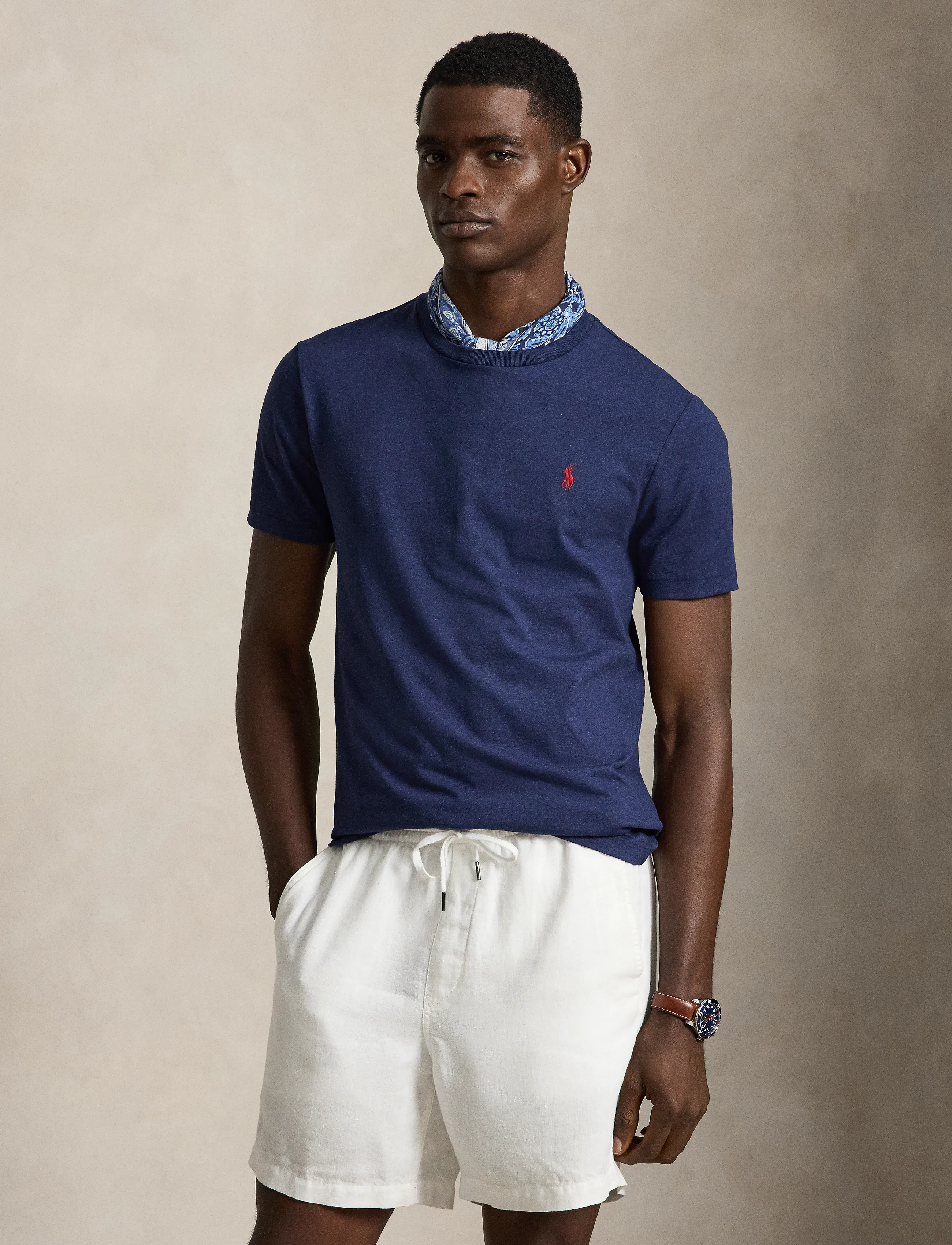 Polo Ralph Lauren Custom Slim Fit Jersey Crewneck T-Shirt - Kurzärmelige T-Shirts - SPRING NAVY HEATH / blue
