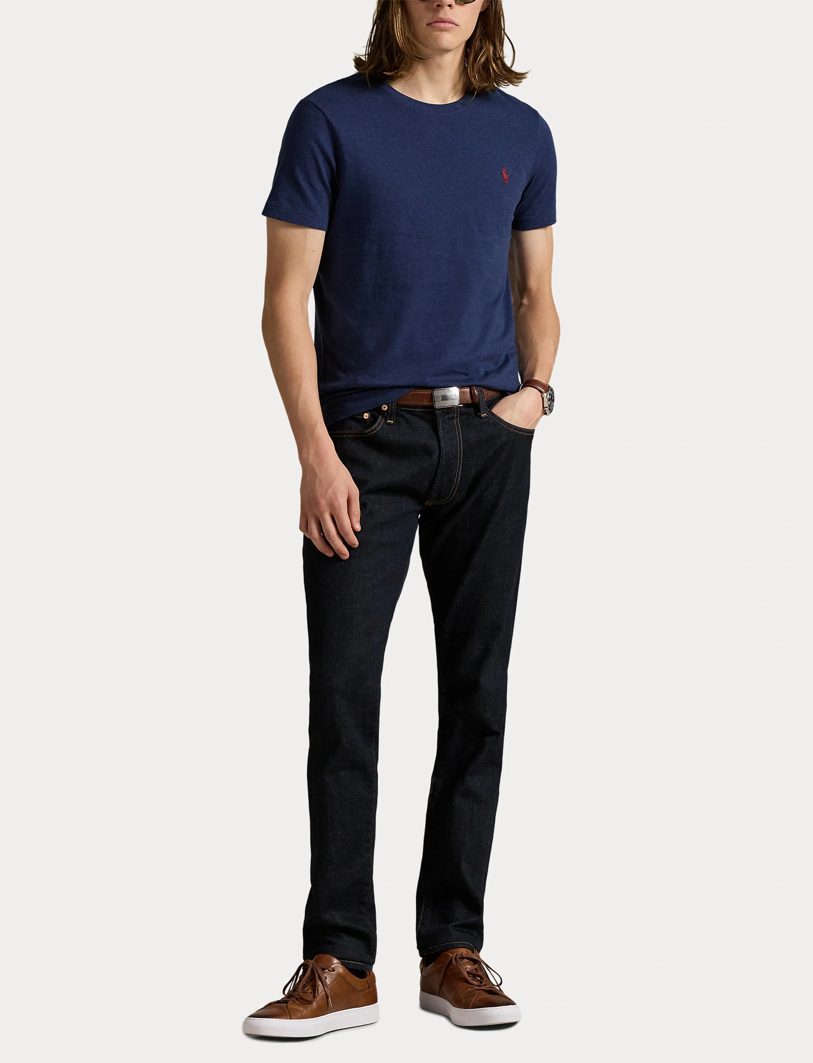 Polo Ralph Lauren - Custom Slim Fit Jersey Crewneck T-Shirt - kortermede t-skjorter - spring navy heath - 4