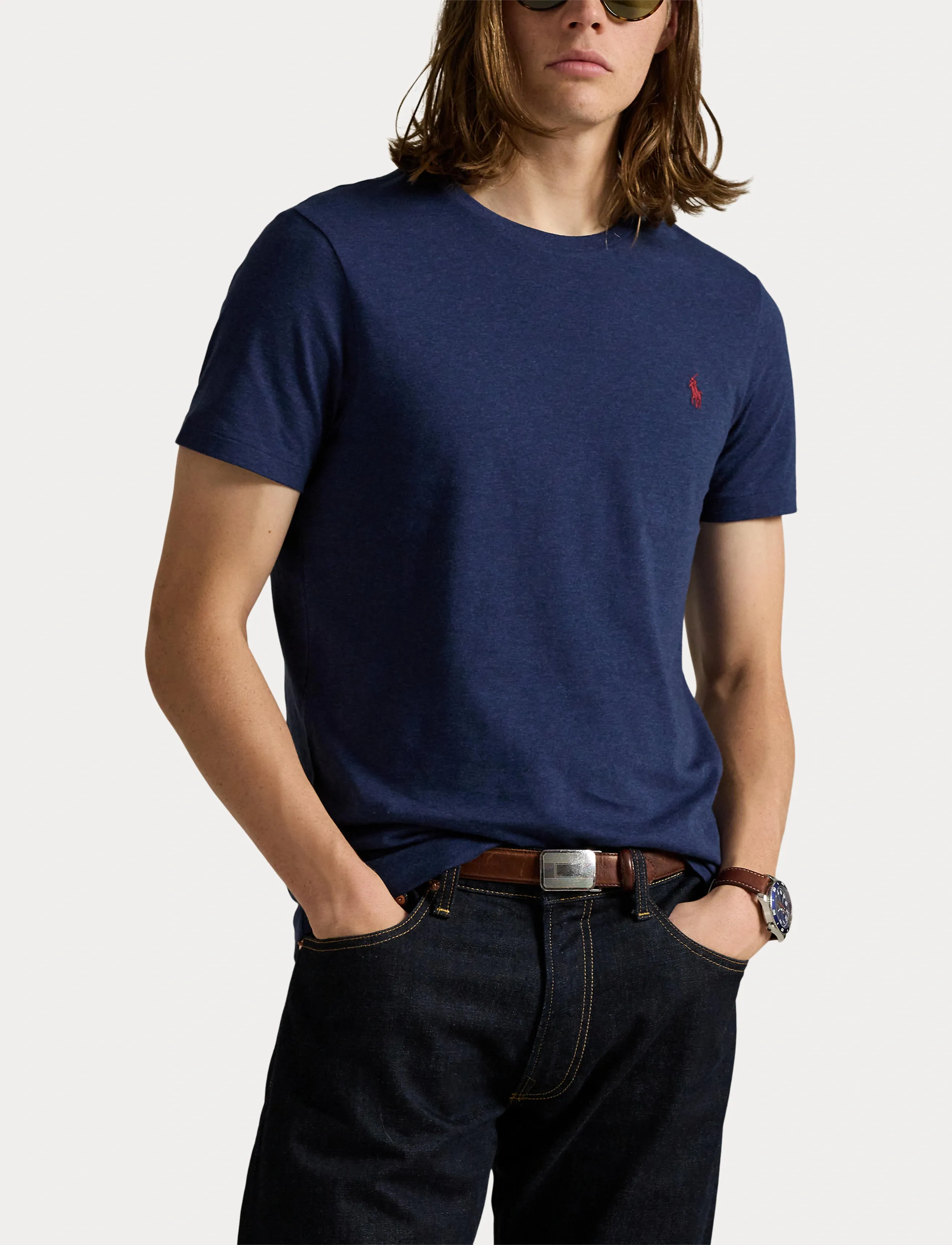 Polo Ralph Lauren - Custom Slim Fit Jersey Crewneck T-Shirt - kortermede t-skjorter - spring navy heath - 5