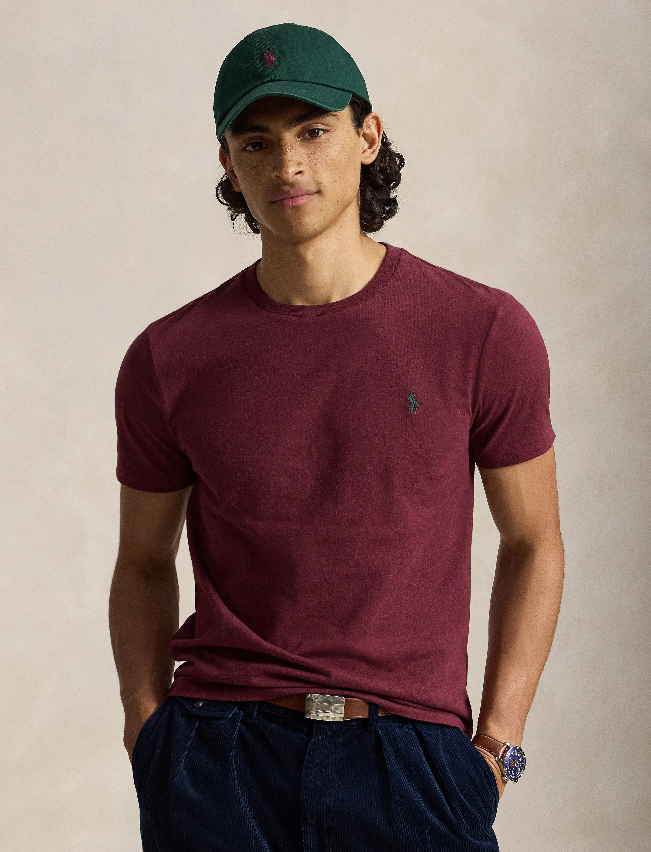 Polo Ralph Lauren - Custom Slim Fit Jersey Crewneck T-Shirt - kurzärmelig - spring wine heath - 4