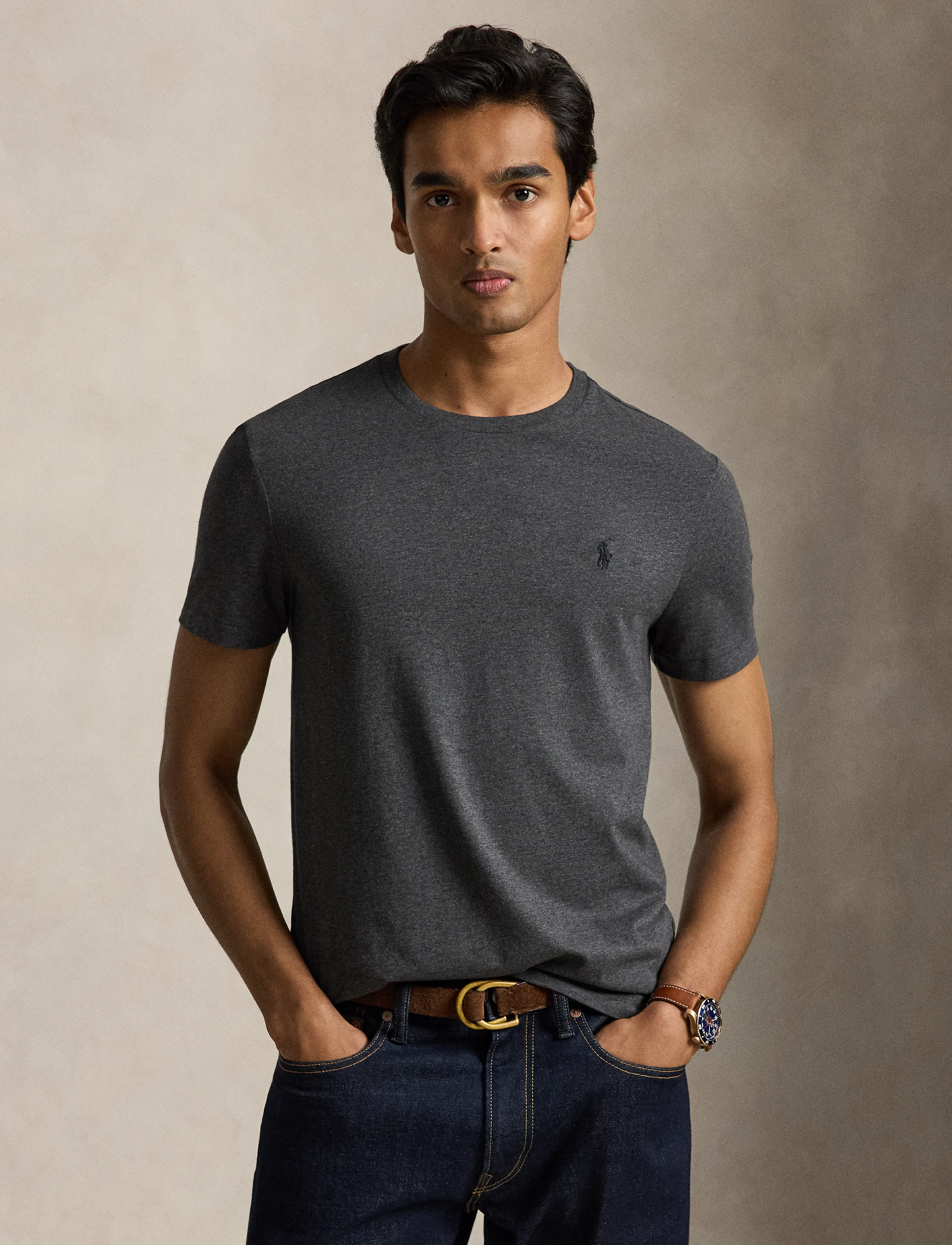 Polo Ralph Lauren Custom Slim Fit Jersey Crewneck T-Shirt - Kurzärmelige T-Shirts - WINDSOR HEATHER/C / grey