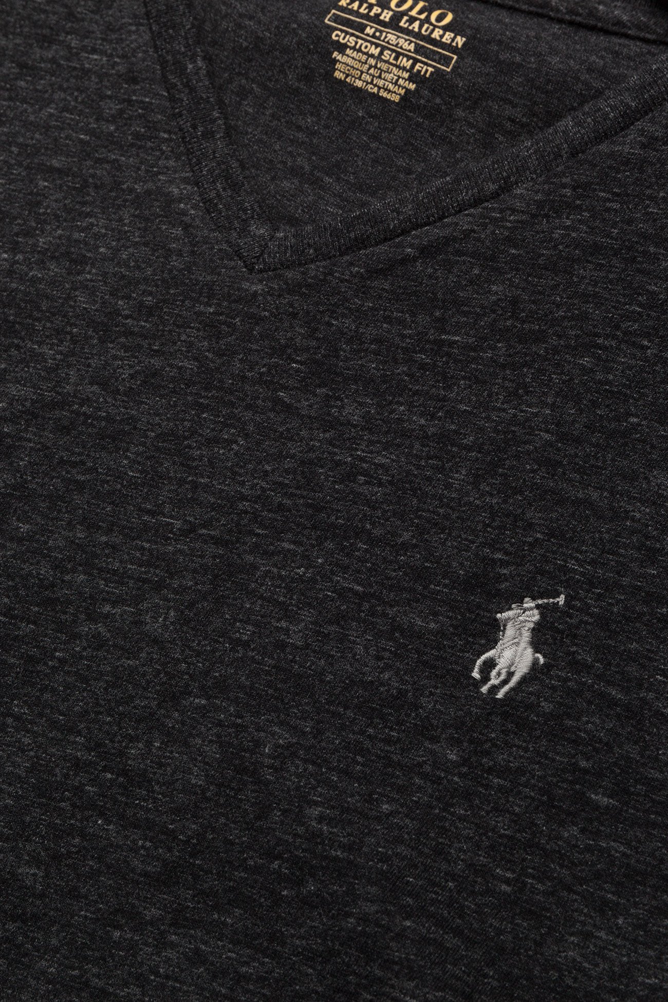 Polo Ralph Lauren - Custom Slim Fit Jersey V-Neck T-Shirt - black marl heathe - 2