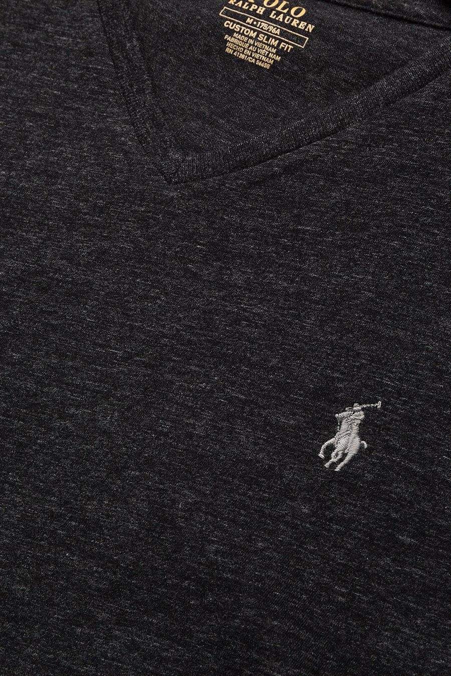 Polo Ralph Lauren - Custom Slim Fit Jersey V-Neck T-Shirt - black marl heathe - 2